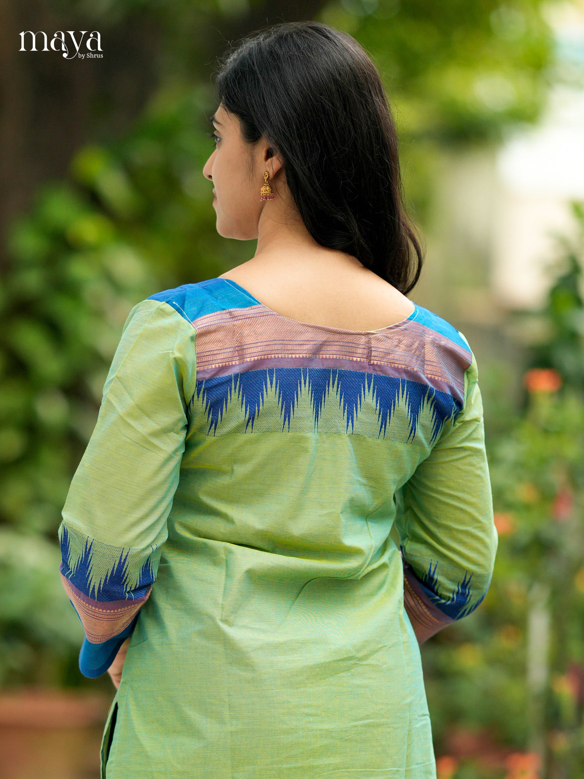Green & Blue Chettinad Cotton Readymade Kurti MDL08006-