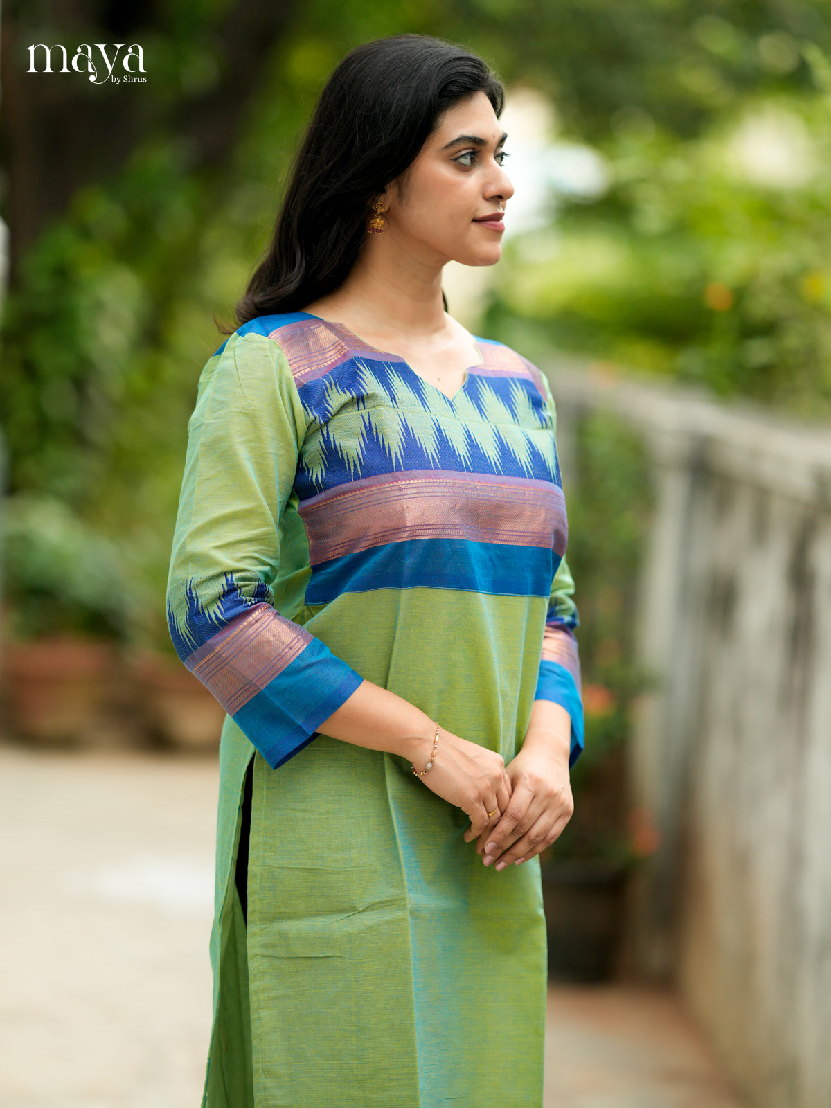 Green & Blue Chettinad Cotton Readymade Kurti MDL08006-
