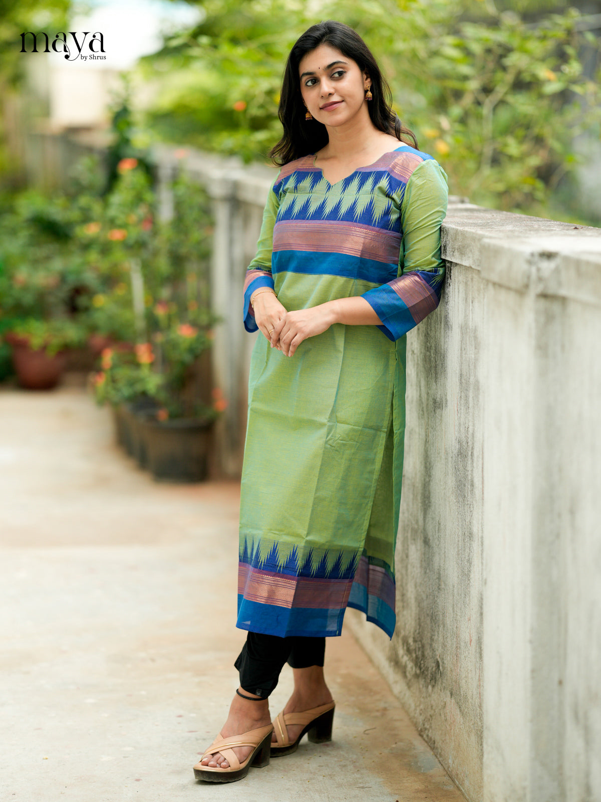 Green & Blue Chettinad Cotton Readymade Kurti MDL08006-