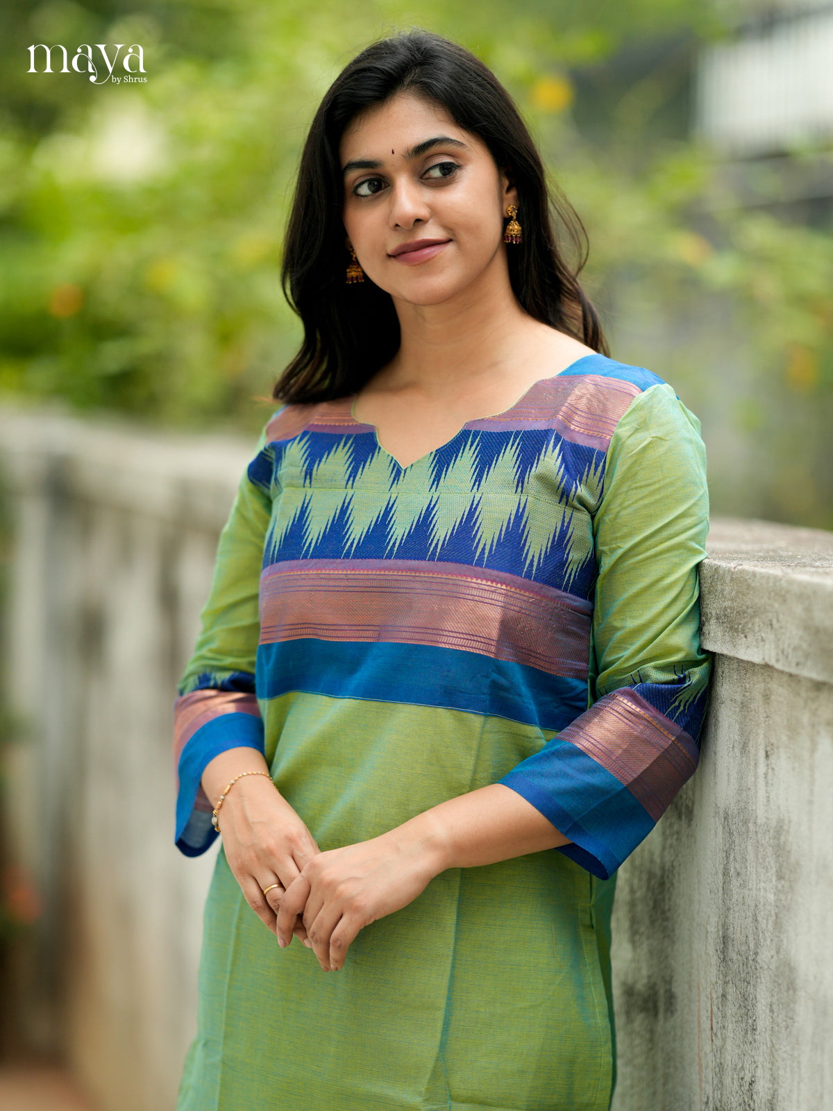 Green & Blue Chettinad Cotton Readymade Kurti MDL08006-