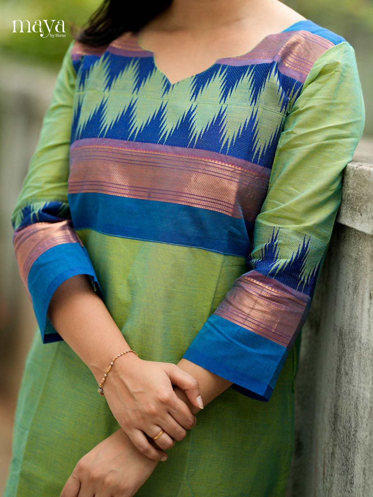 Green & Blue Chettinad Cotton Readymade Kurti MDL08006-