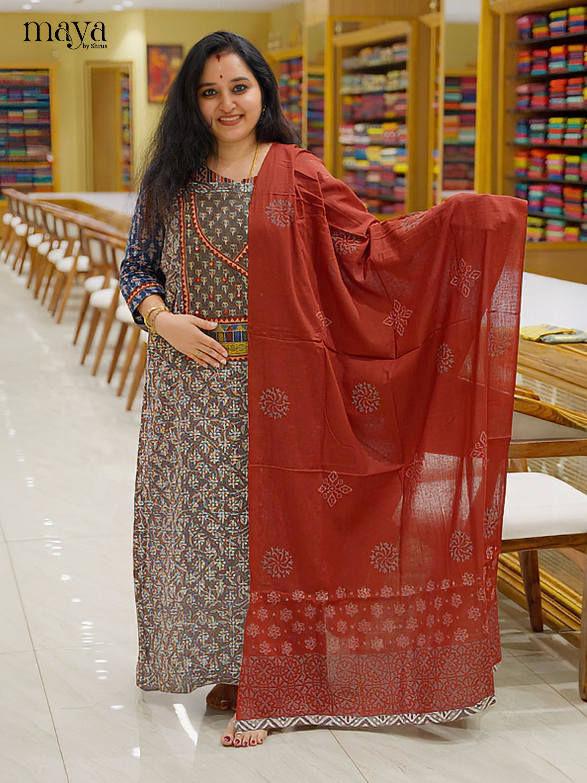 MDI04079-Ajrakh Salwar Unstitch
