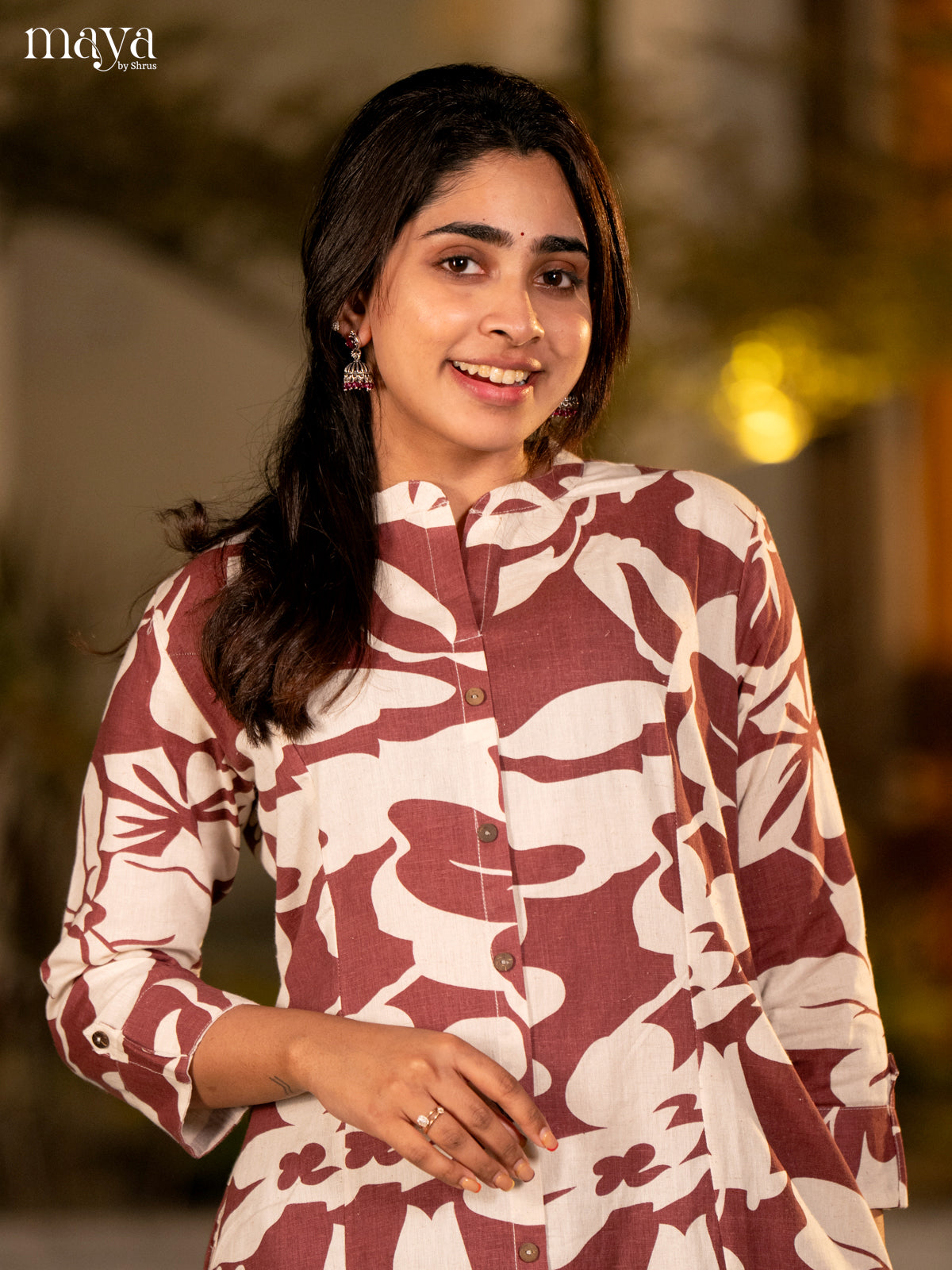 Cream Floral Printed Cotton Kurti - Shop on Shrus.com