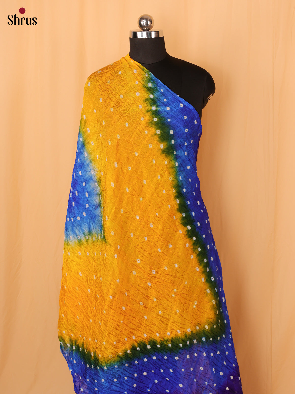 Violet With Green Bandhani Synthetic Dupatta - Shop on Shrus.com
