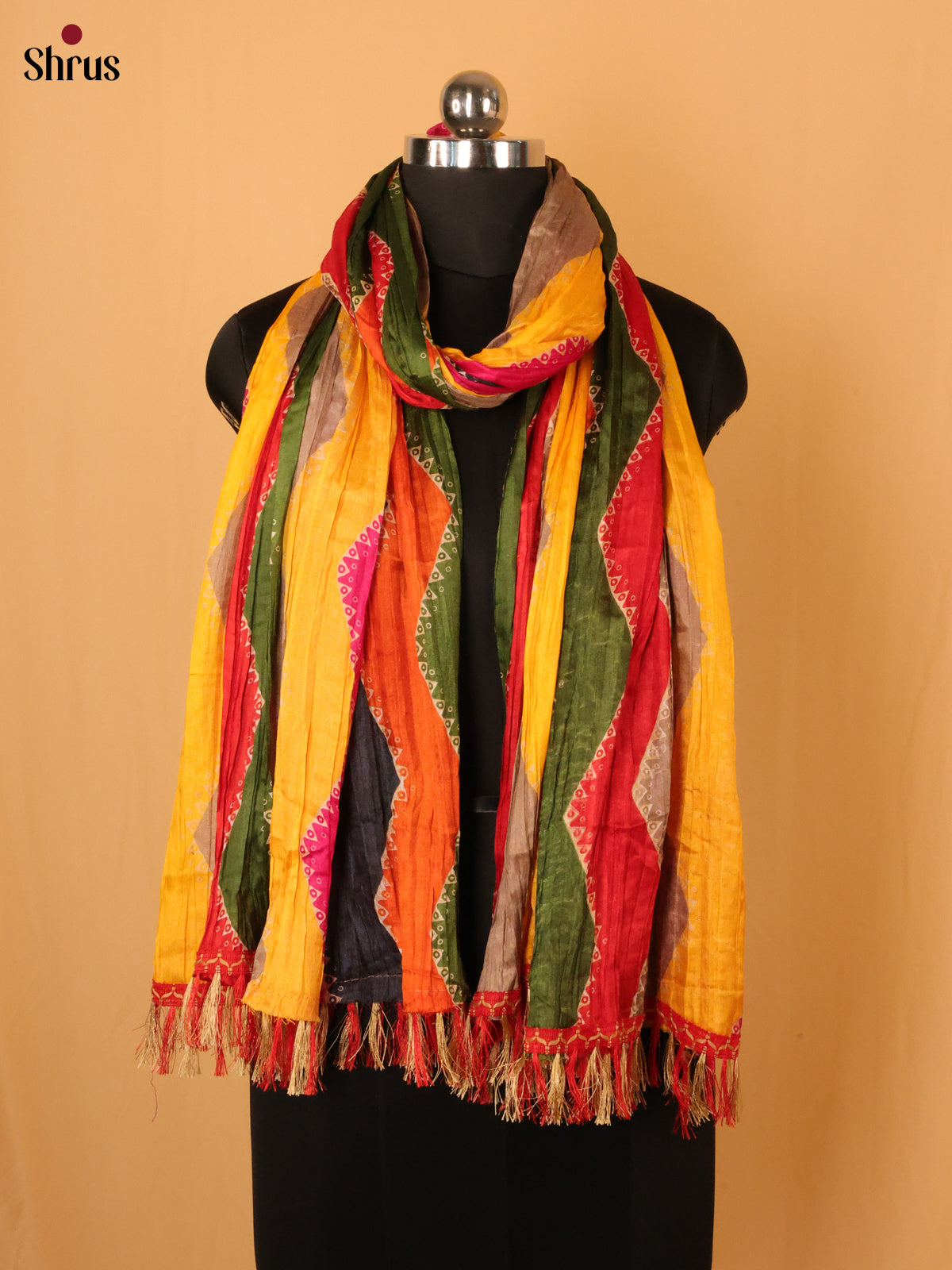 Multi Colour Geometric Cotton Mix Dupatta - Shop on Shrus.com