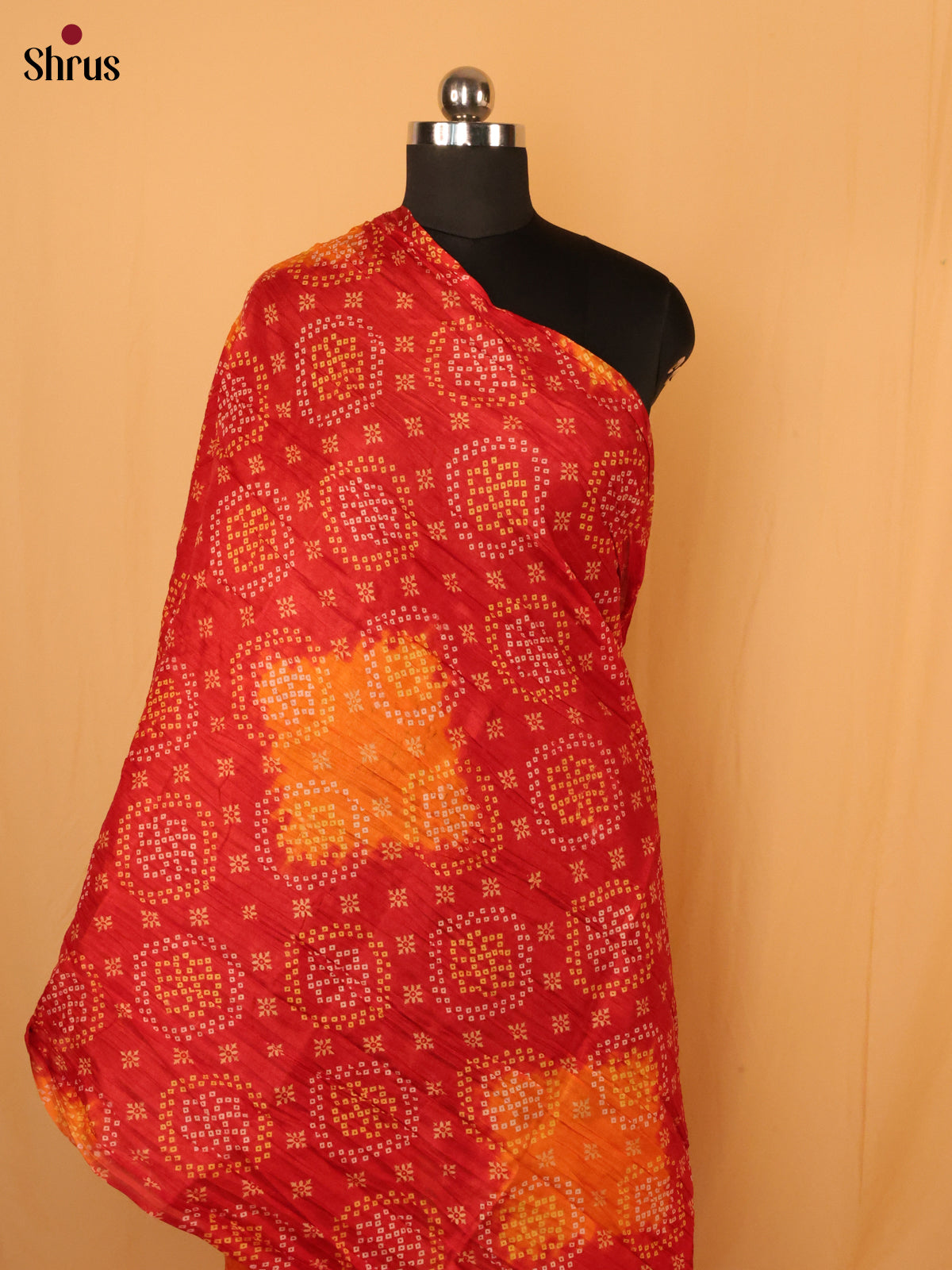 Red With Orange Bandhani Cotton mis Dupatta - Shop on Shrus.com