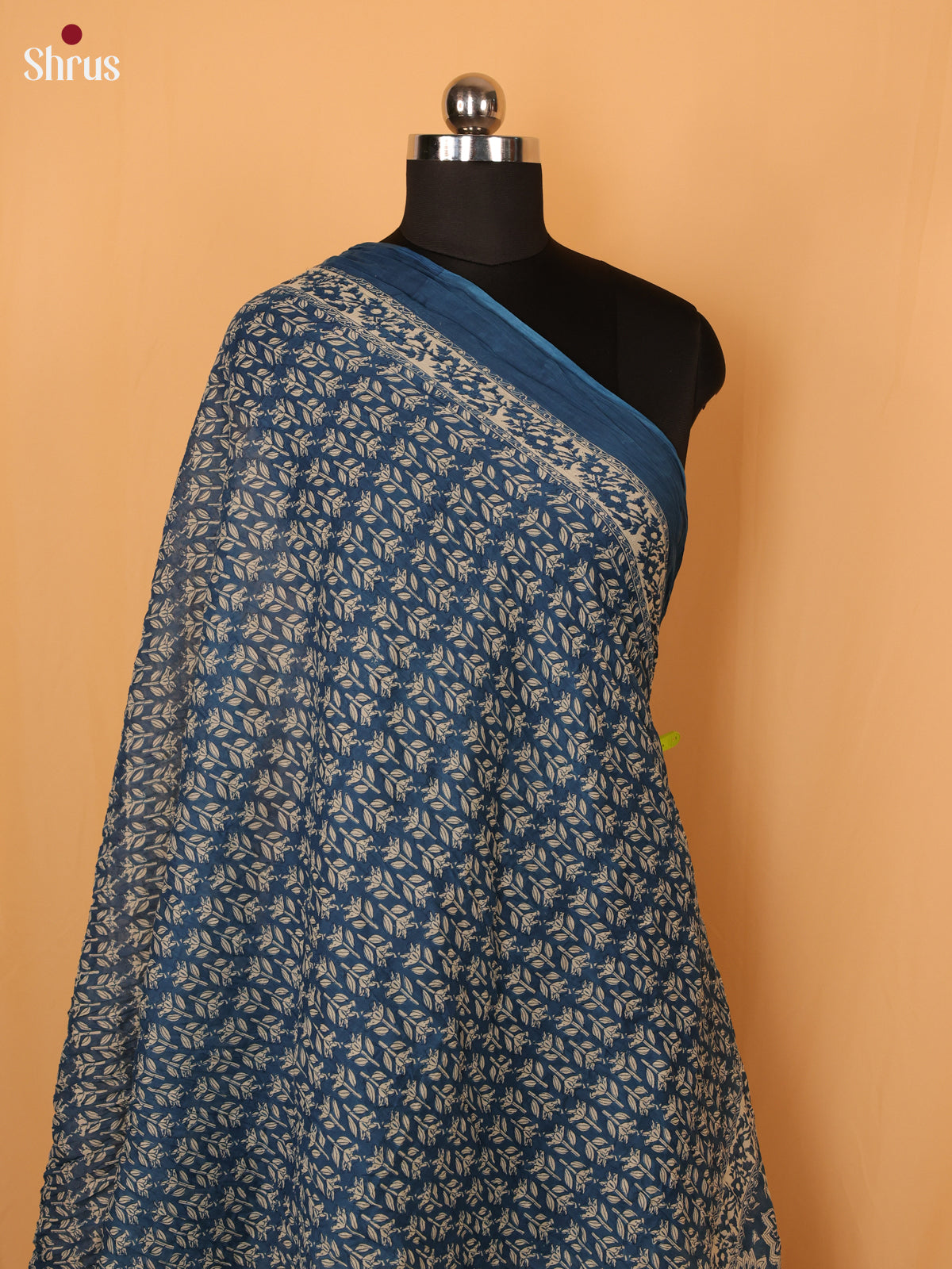 Blue Floral Print Cotton Dupatta - Shop on Shrus.com
