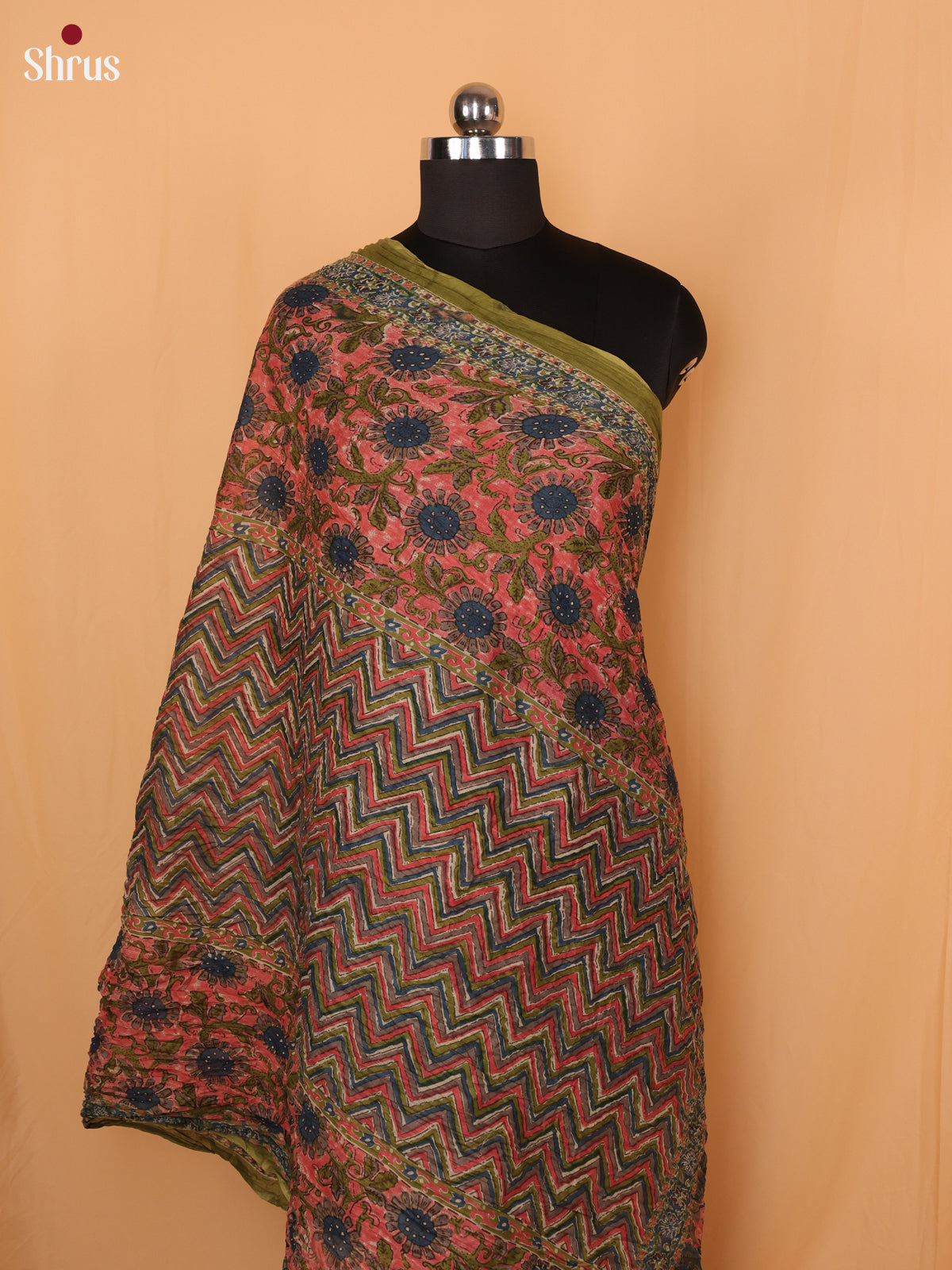 Pink Floral Print Cotton Dupatta - Shop on Shrus.com