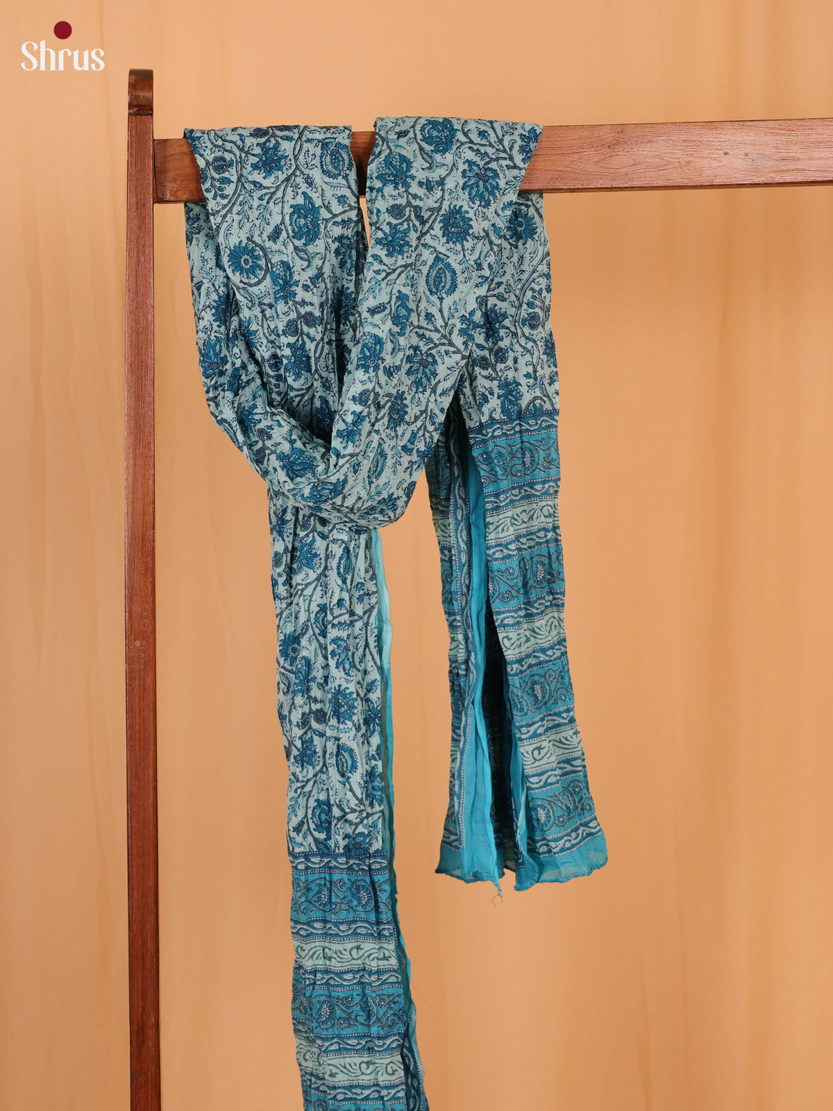 Blue Floral Print Cotton Dupatta - Shop on Shrus.com