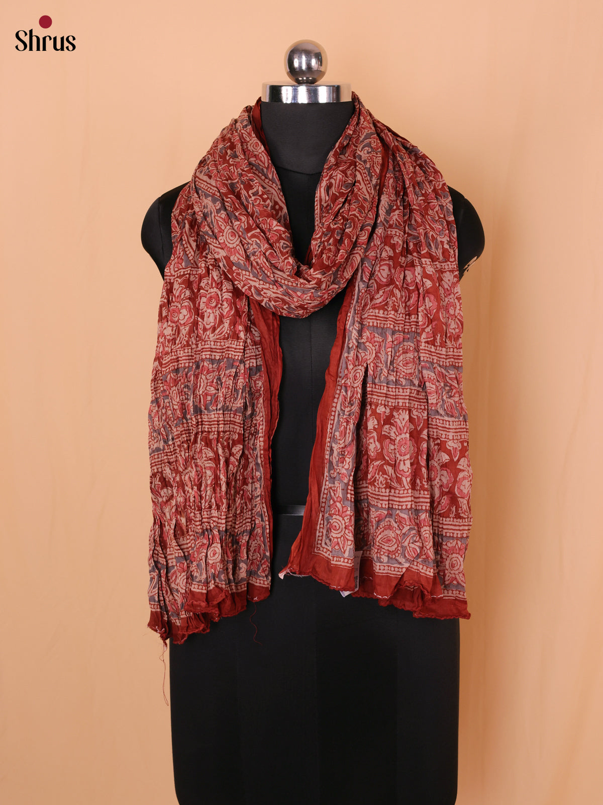 Cream With Blue Floral Print Cotton Dupatta - Shop on Shrus.com