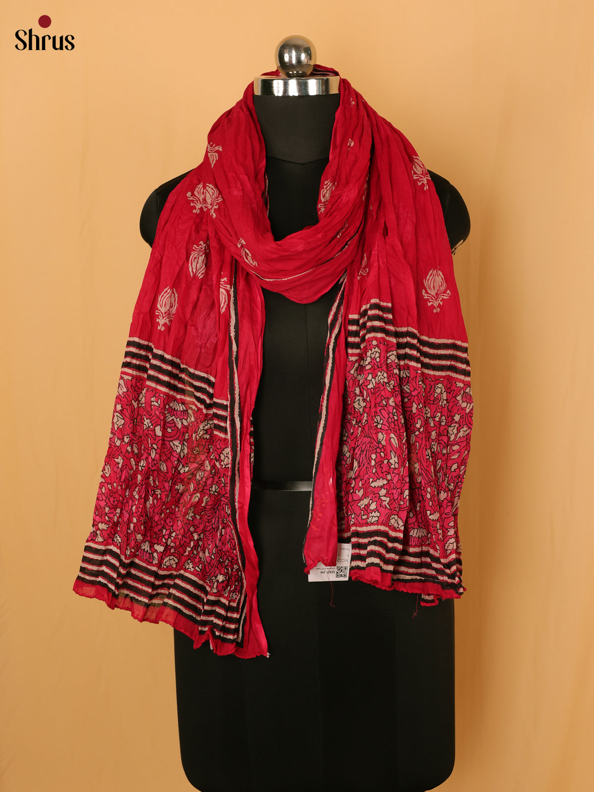 Pink Floral Print Cotton Dupatta - Shop on Shrus.com