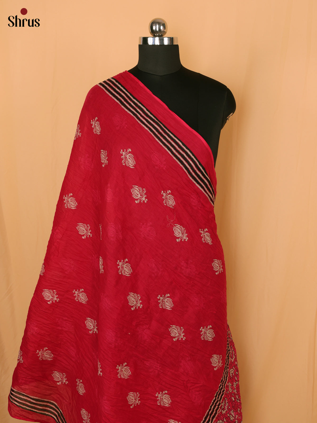 Pink Floral Print Cotton Dupatta - Shop on Shrus.com