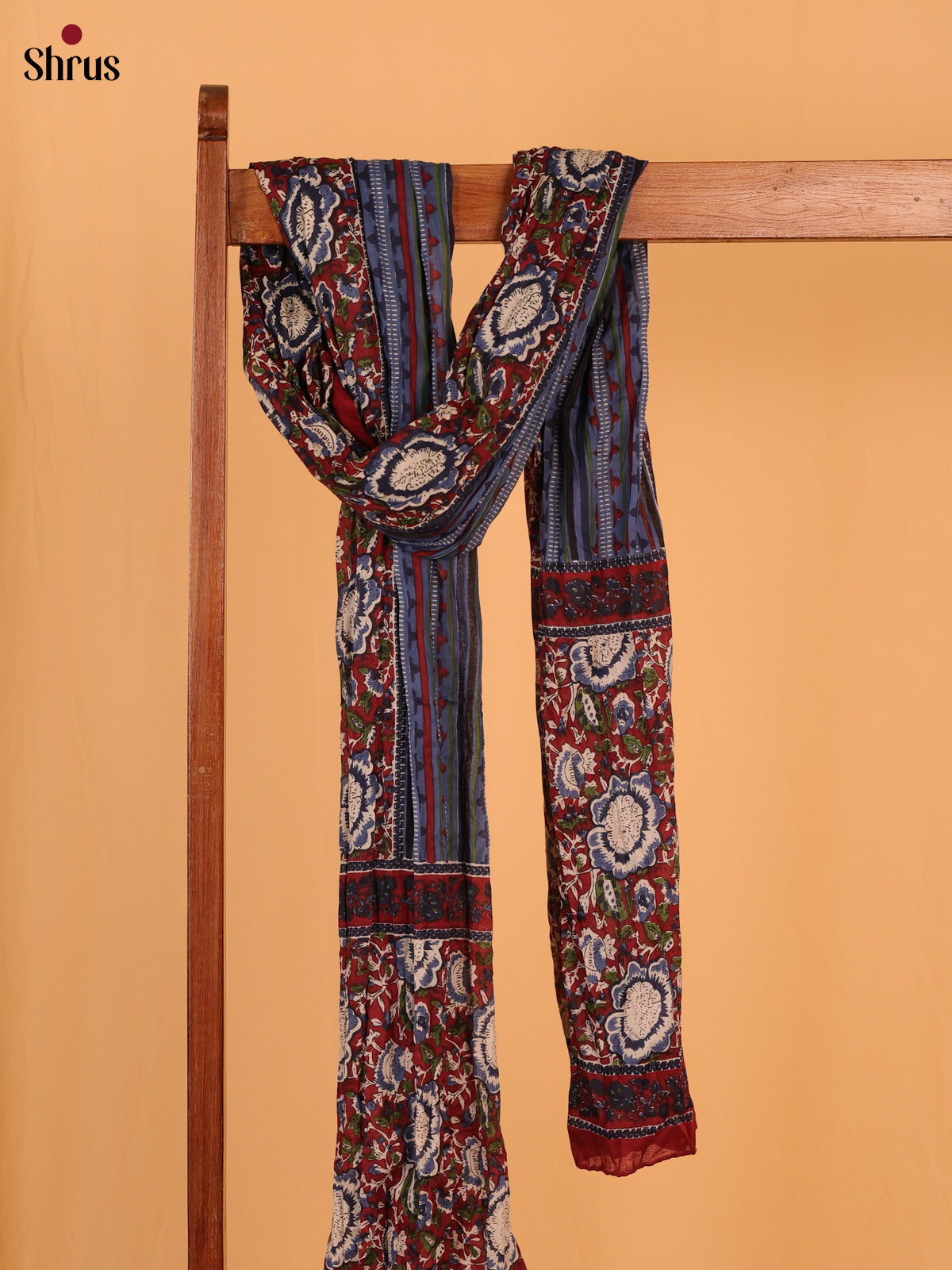Maroon Floral Print Cotton Dupatta - Shop on Shrus.com
