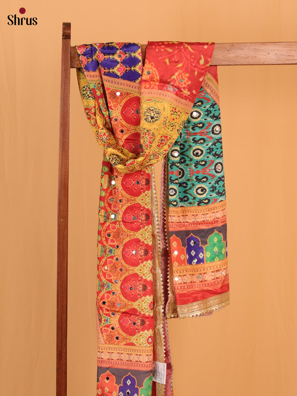 Multi Colour Floral Print Semi Dola Dupatta - Shop on Shrus.com