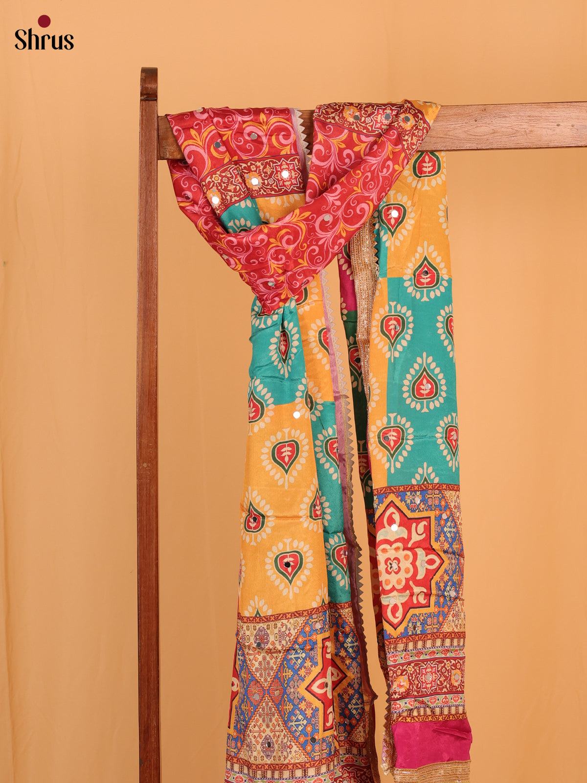 Multi Colour Floral Print Semi Dola Dupatta - Shop on Shrus.com