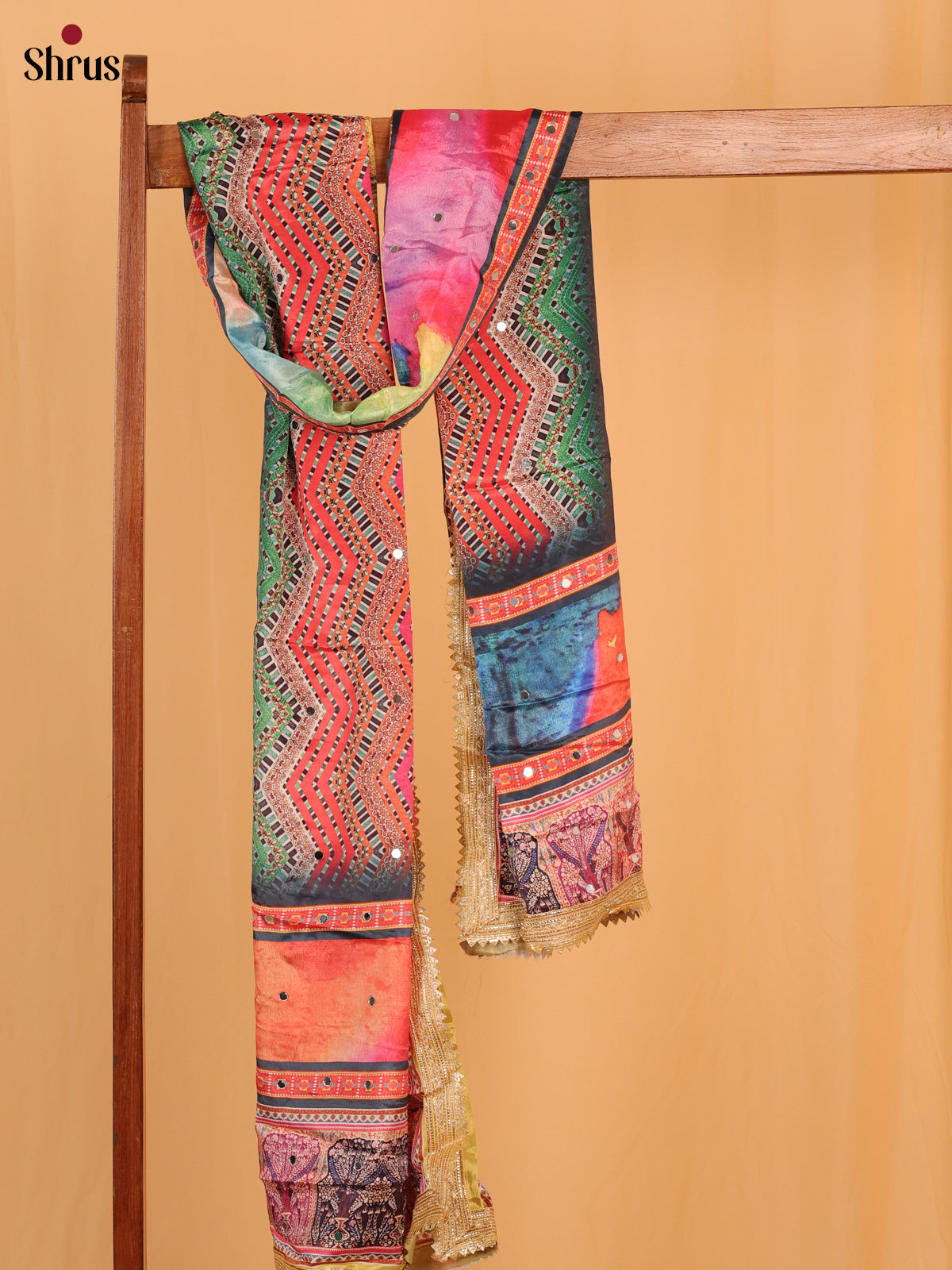 Multi Colour Floral Print Semi Dola Dupatta - Shop on Shrus.com