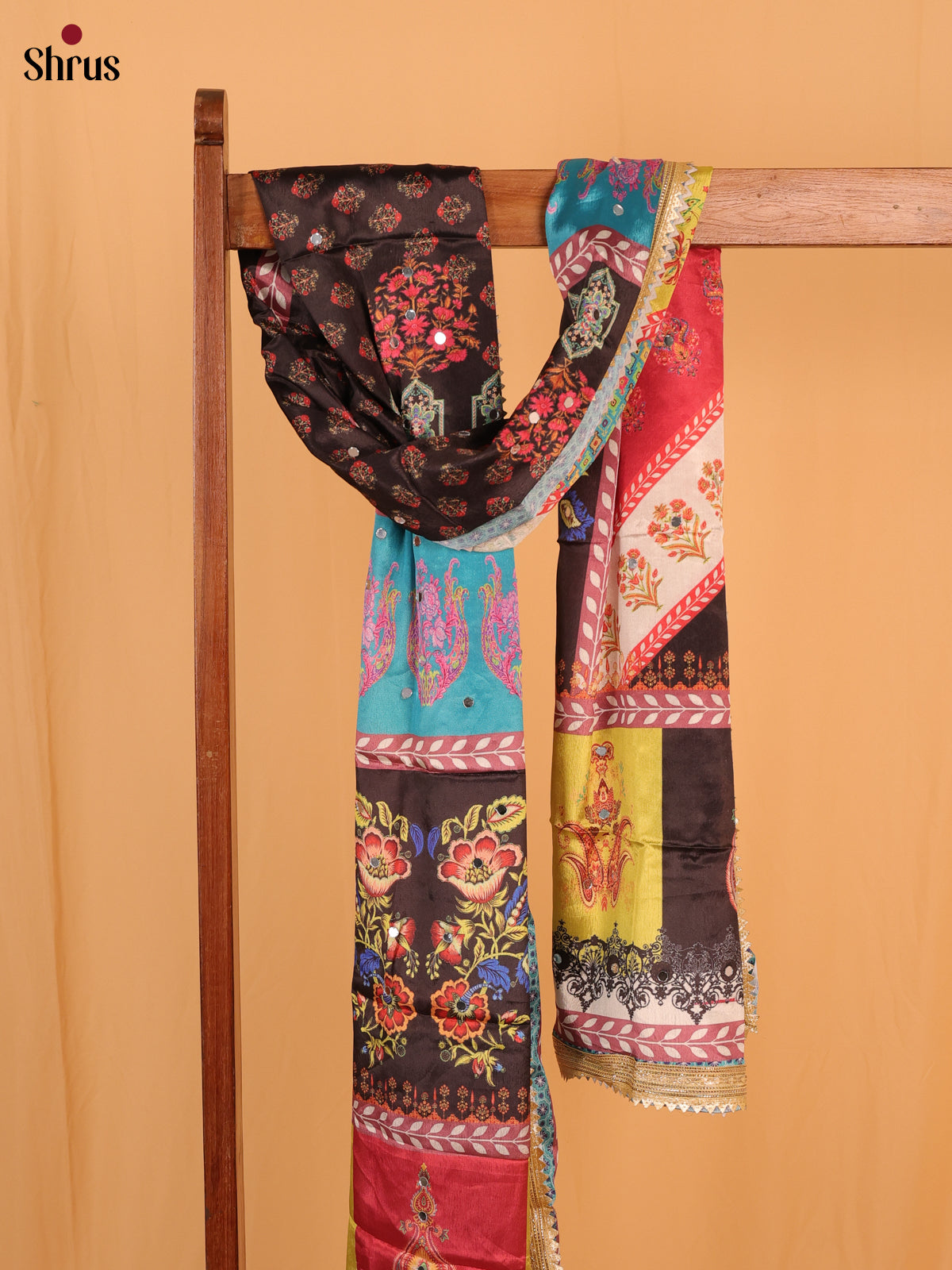 Multi Colour Floral Print Semi Dola Dupatta - Shop on Shrus.com