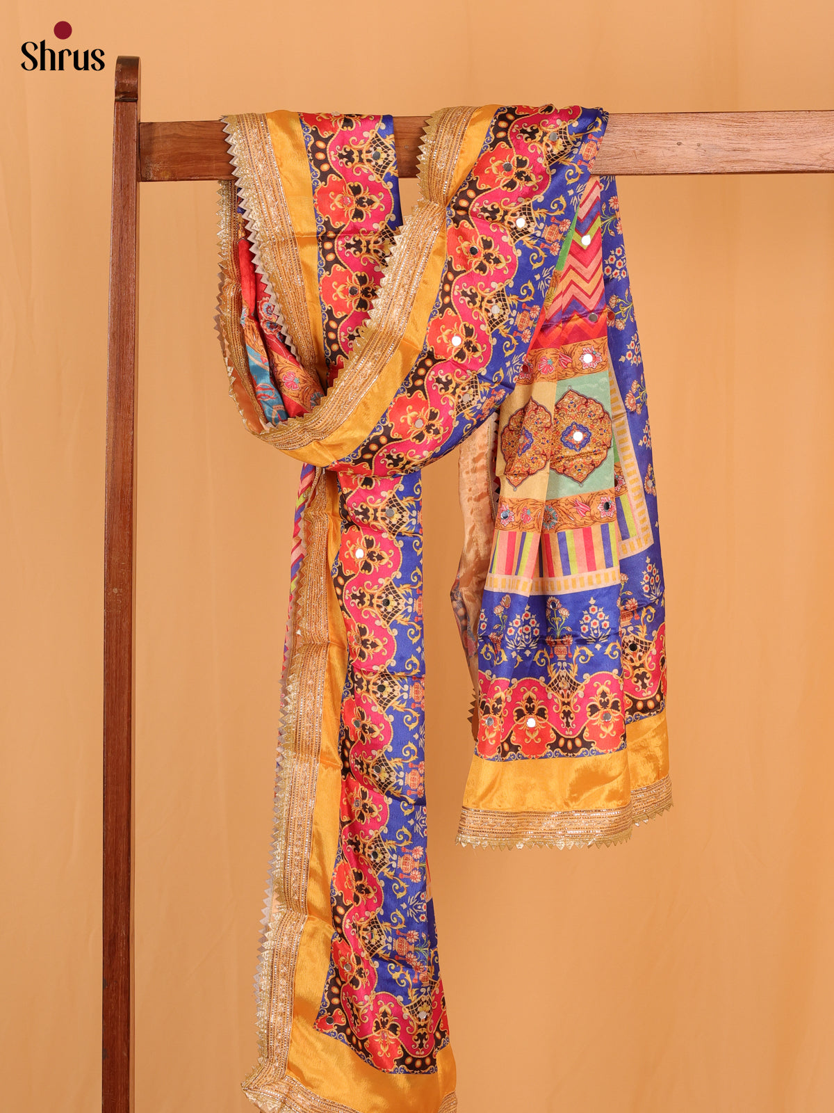 Multi Colour Floral Print Semi Dola Dupatta - Shop on Shrus.com