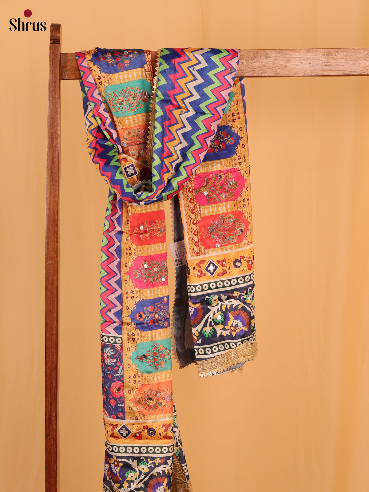 Multi Colour Floral Print Semi Dola Dupatta - Shop on Shrus.com