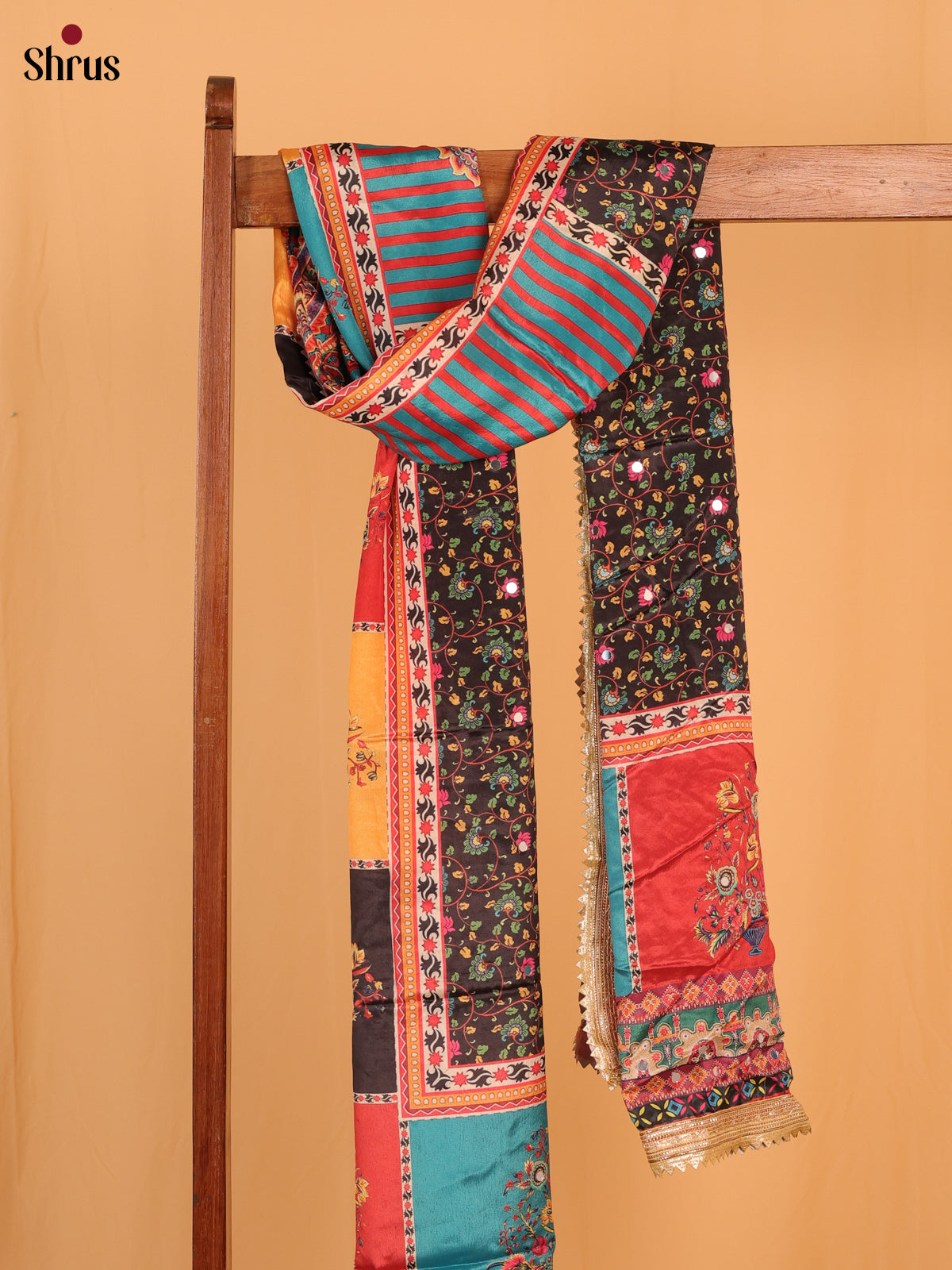 Multi Colour Floral Print Semi Dola Dupatta - Shop on Shrus.com