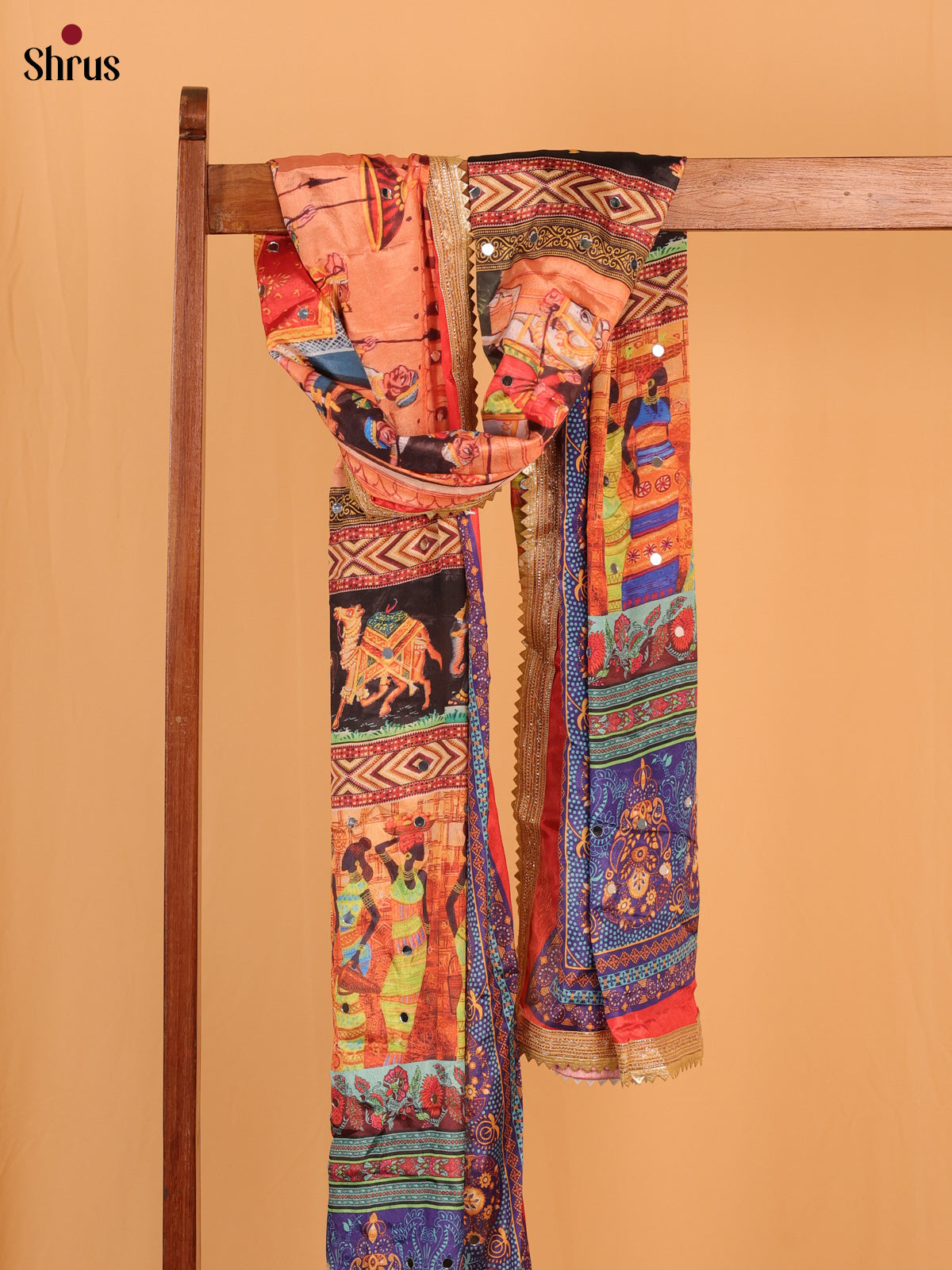 Multi Colour Floral Print Semi Dola Dupatta - MCL21164 - Shop on Shrus.com
