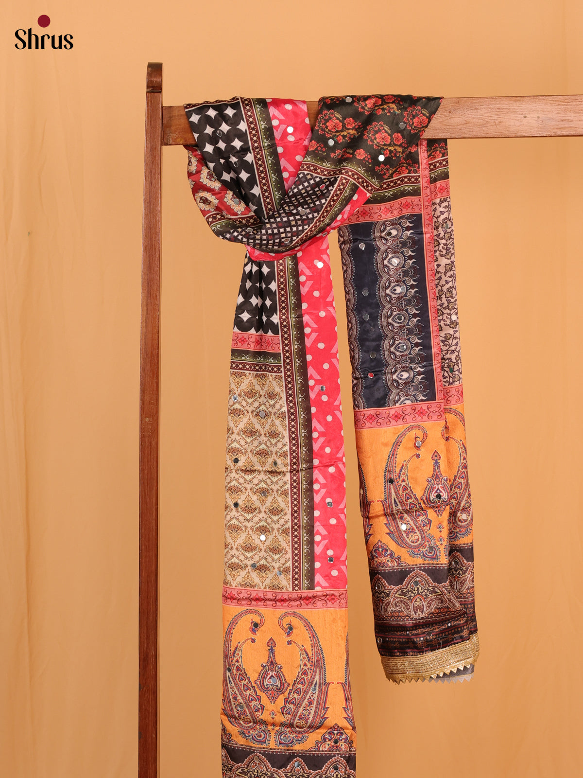 Multi Colour Floral Print Semi Dola Dupatta - MCL21165 - Shop on Shrus.com