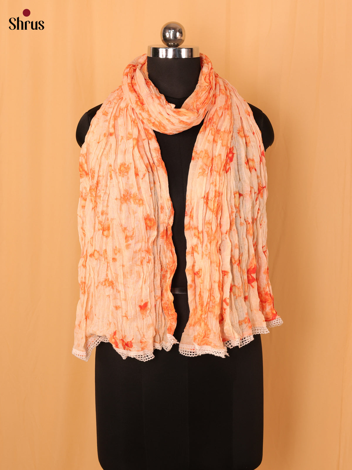 Orange Shibori Cotton Dupatta - MCL21166 - MCL21167 - Shop on Shrus.com
