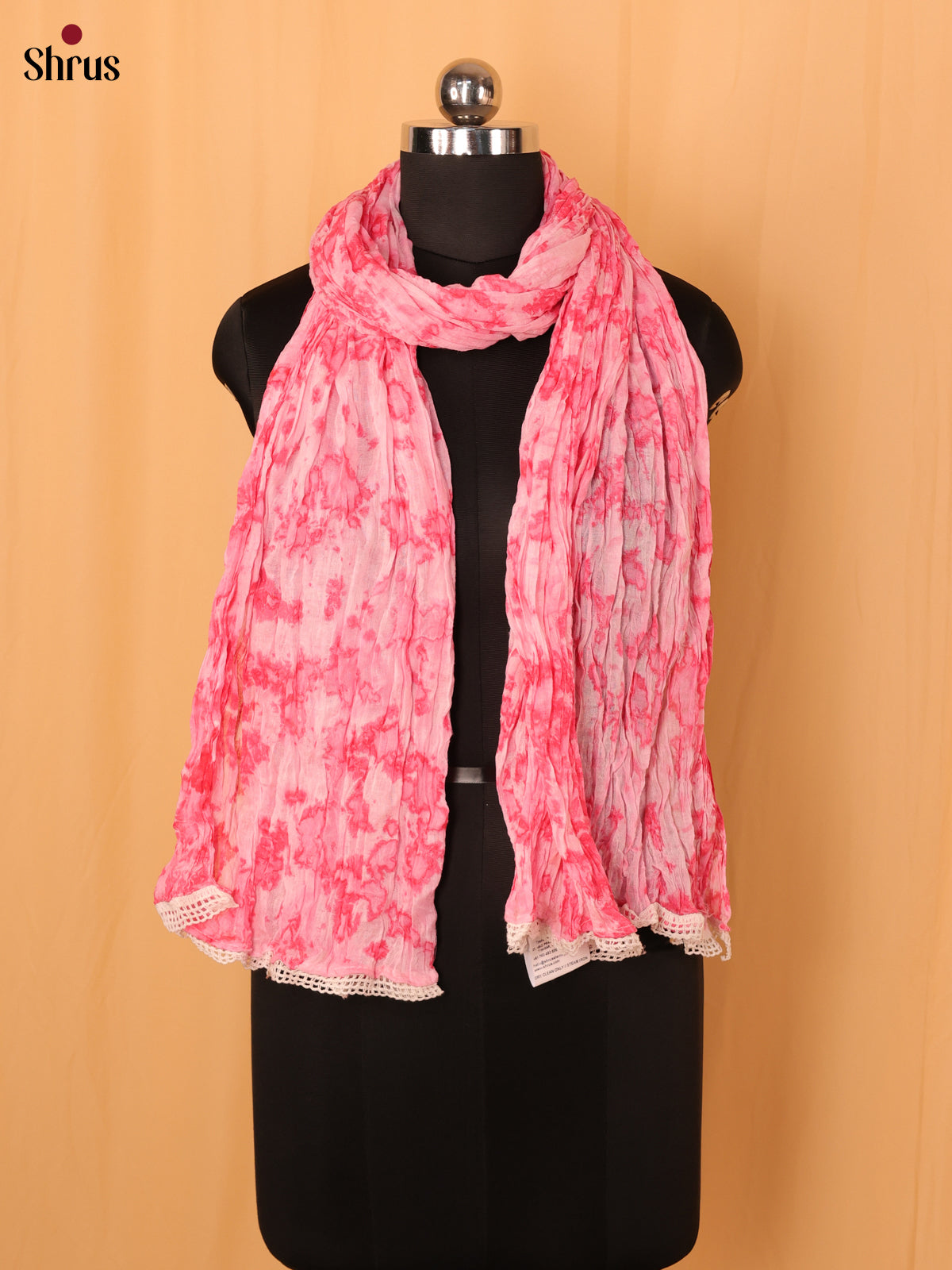 Pink Shibori Cotton Dupatta - MCL21169 - Shop on Shrus.com