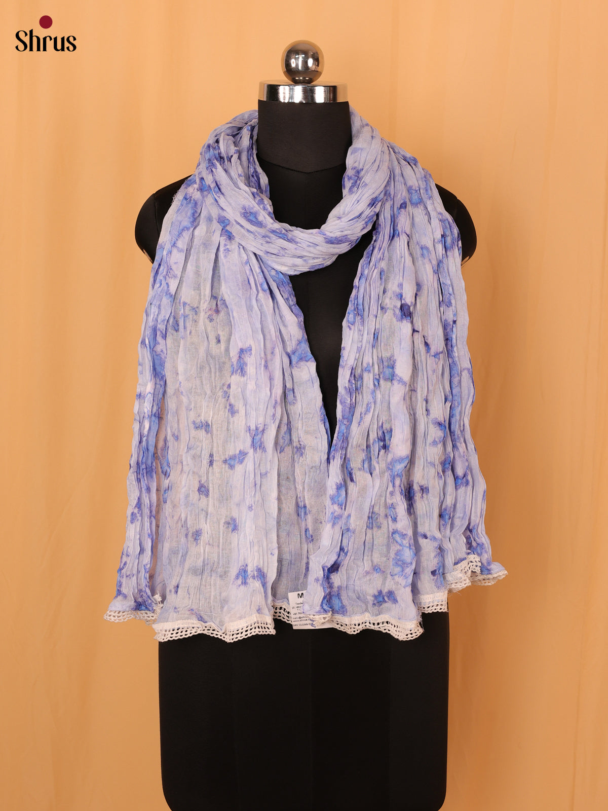 Blue Shibori Cotton Dupatta - MCL21172 - Shop on Shrus.com