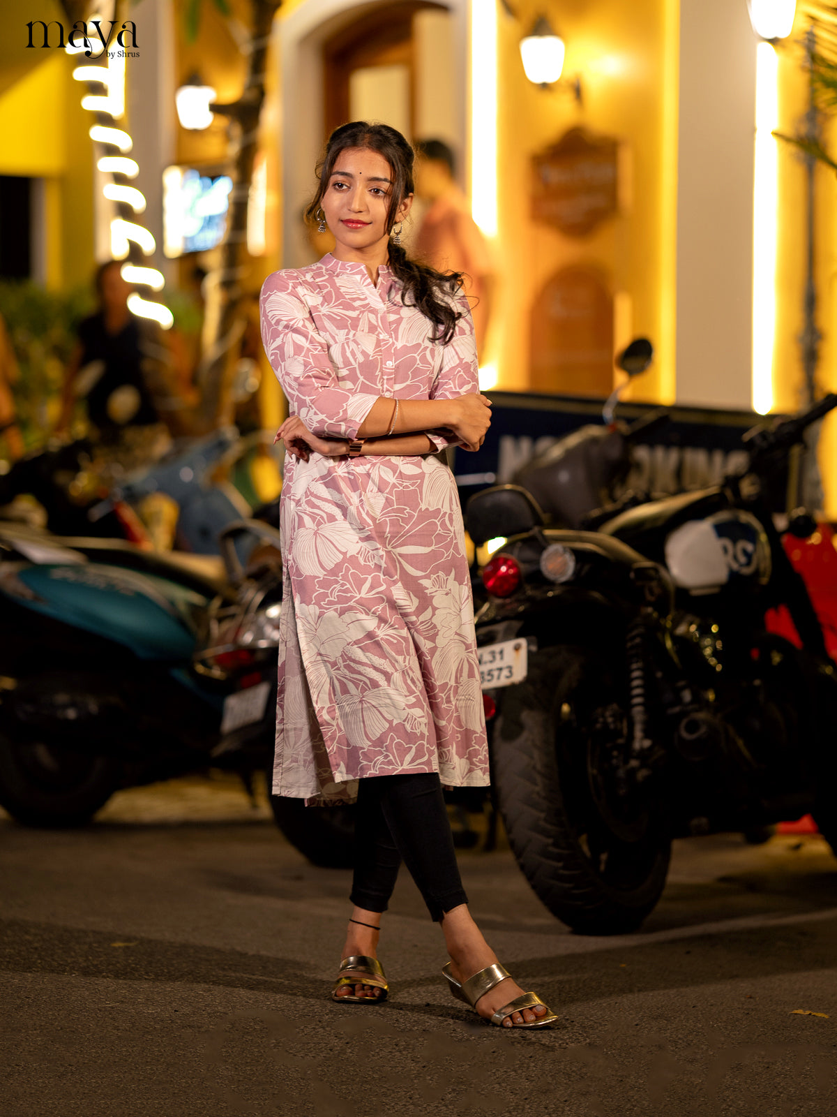 Pink Floral Printed Rayon Kurti - Shop on Shrus.com