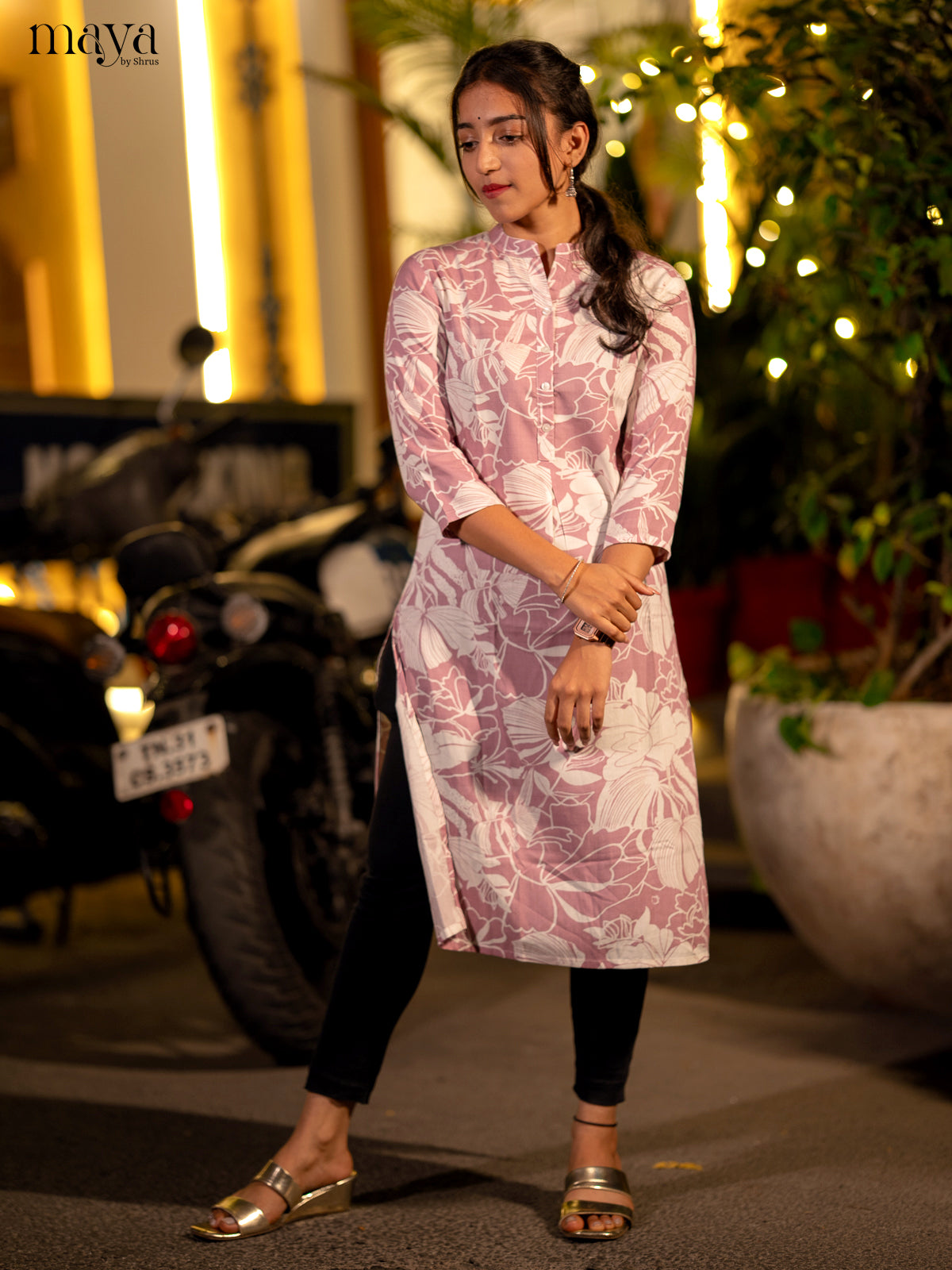 Pink Floral Printed Rayon Kurti - Shop on Shrus.com