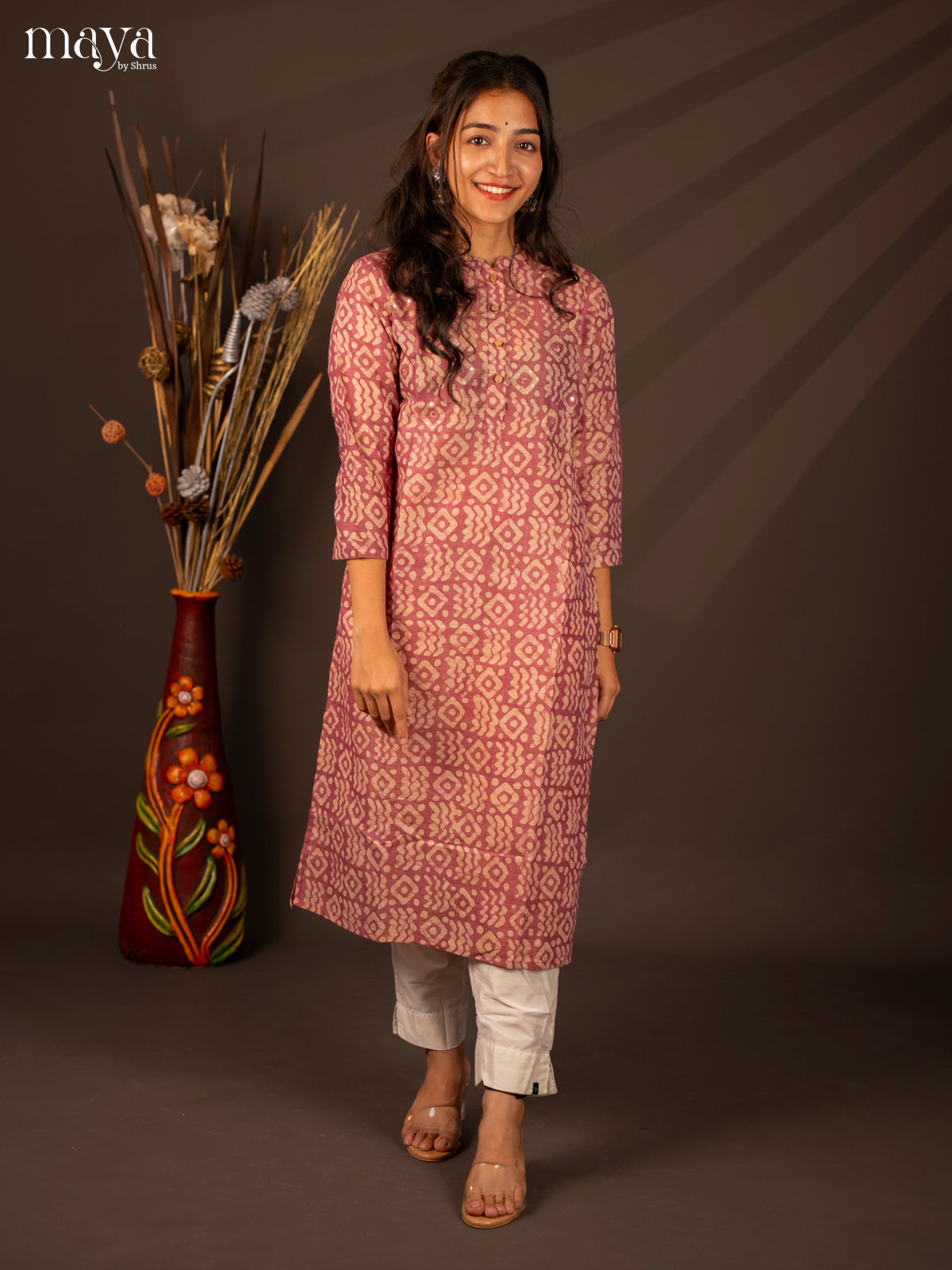 Majenta Batik Printed Cotton Kurti - Shop on Shrus.com
