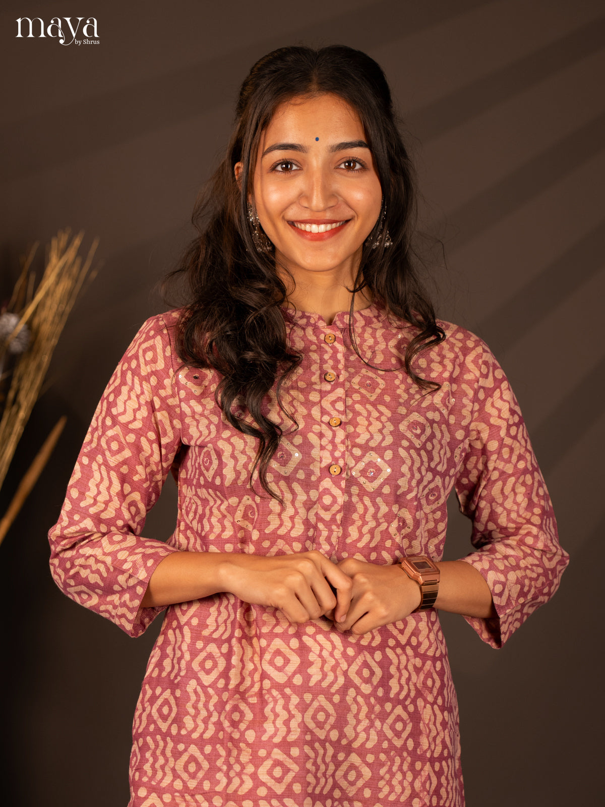 Majenta Batik Printed Cotton Kurti - Shop on Shrus.com