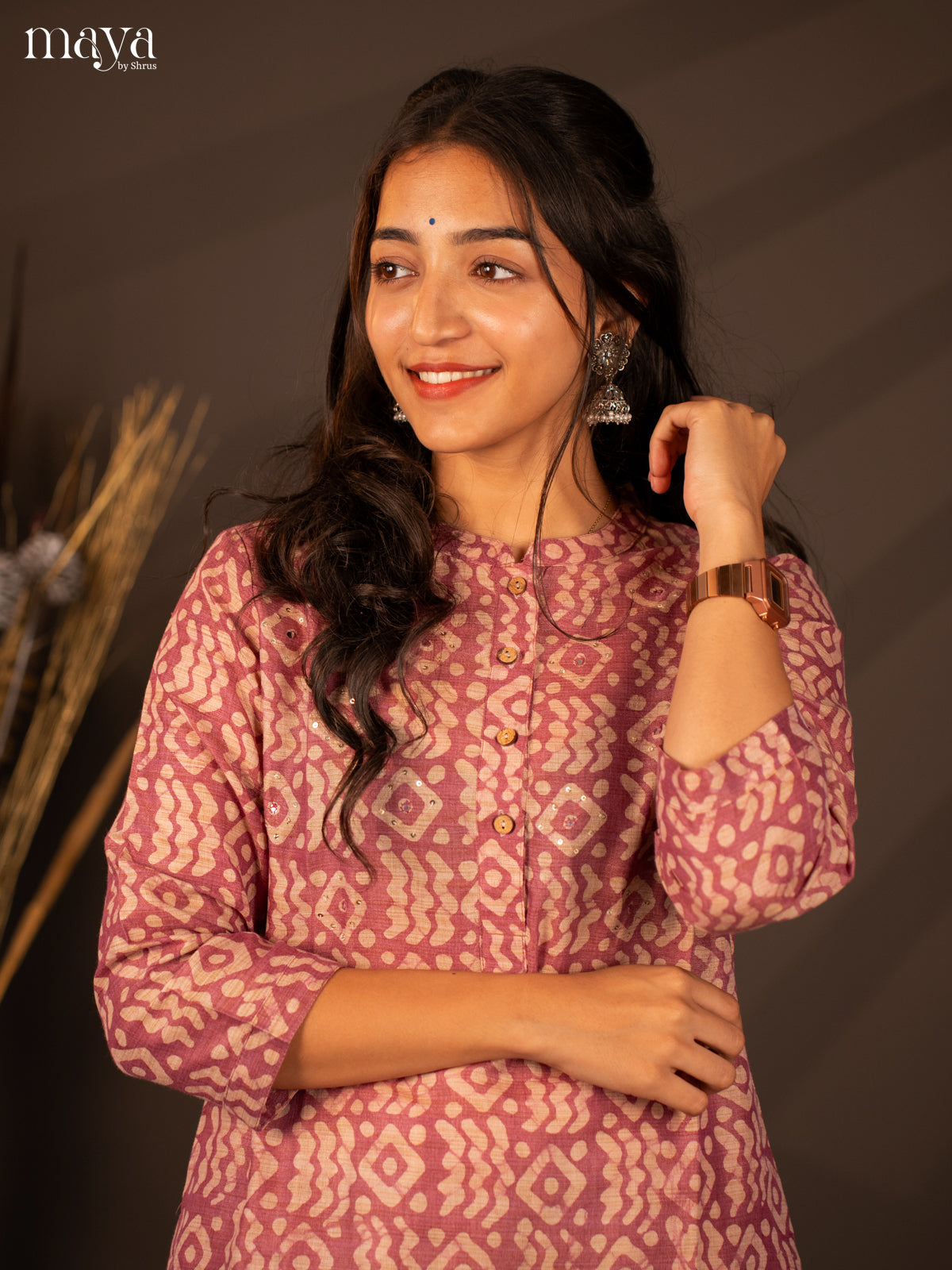 Majenta Batik Printed Cotton Kurti - Shop on Shrus.com