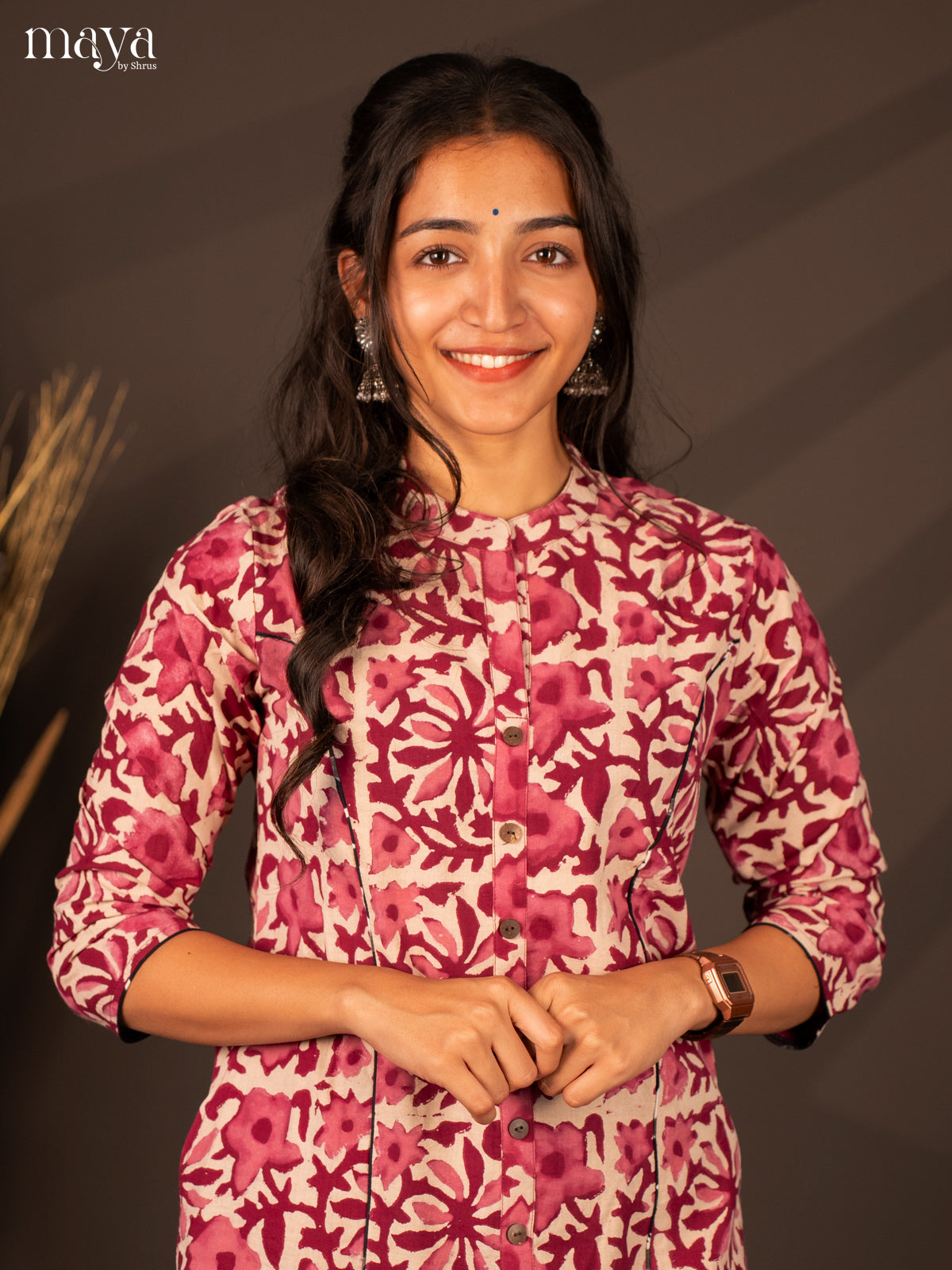 Cream Floral Printed Cotton Kurti - Shop on Shrus.com