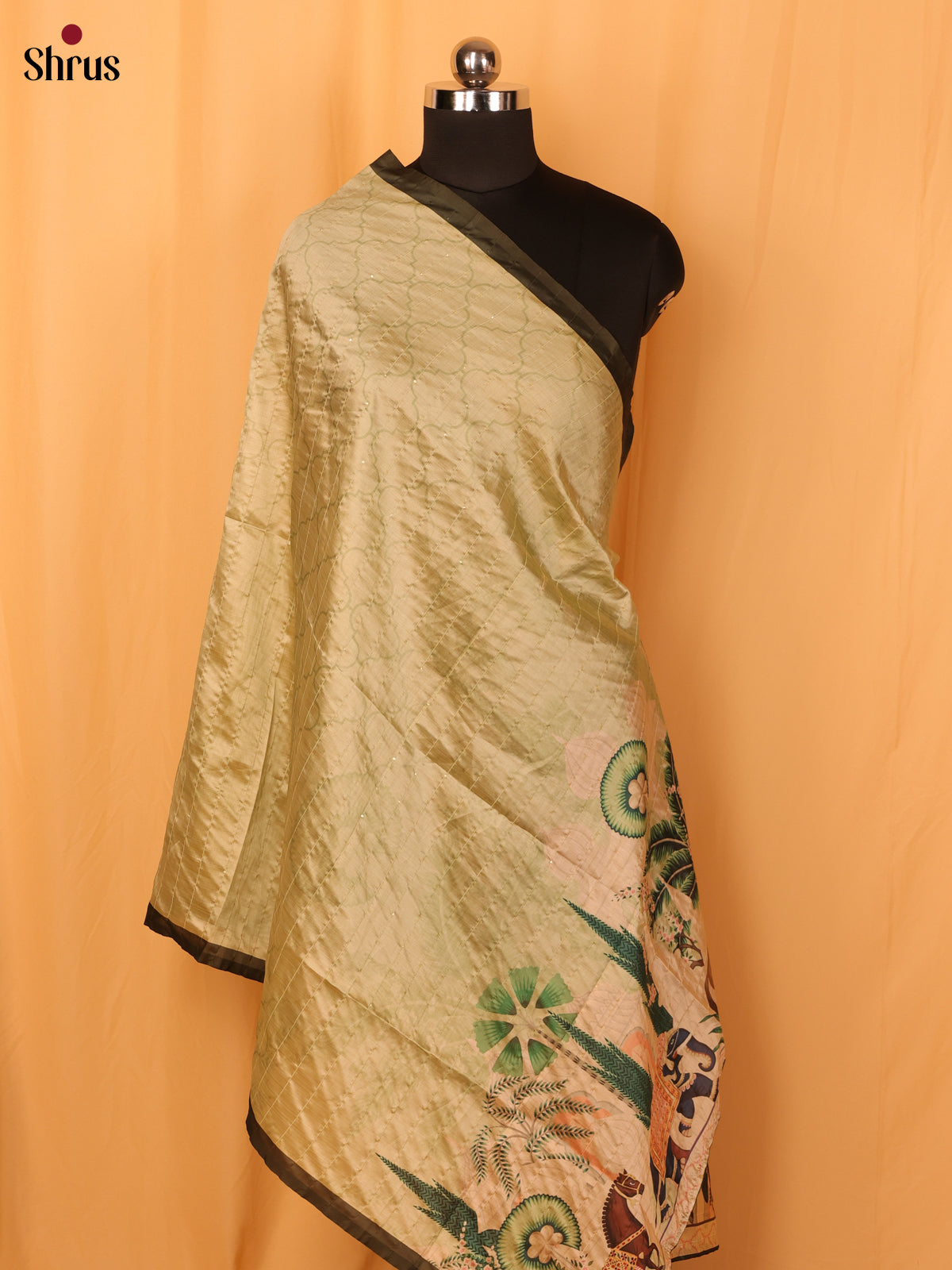 Green Digitial Print Semi Silk Dupatta - MCL28099 - Shop on Shrus.com
