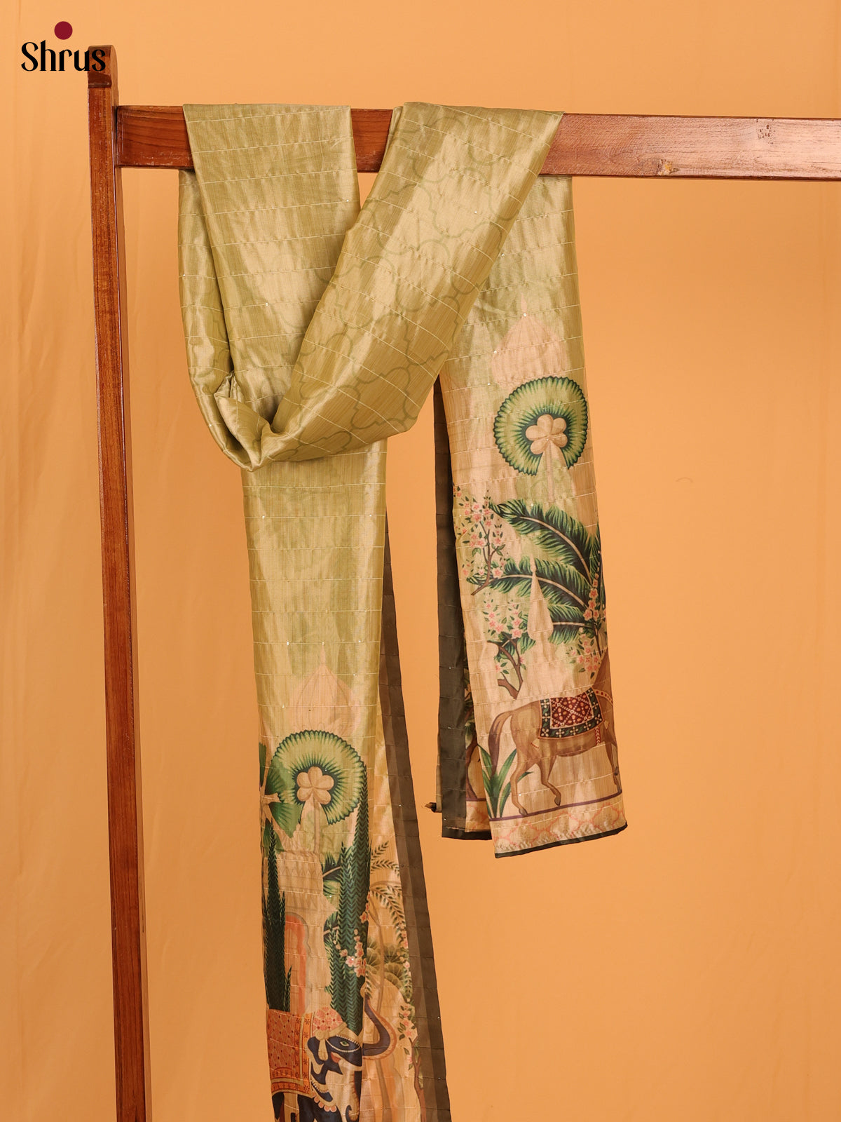 Green Digitial Print Semi Silk Dupatta - MCL28099 - Shop on Shrus.com