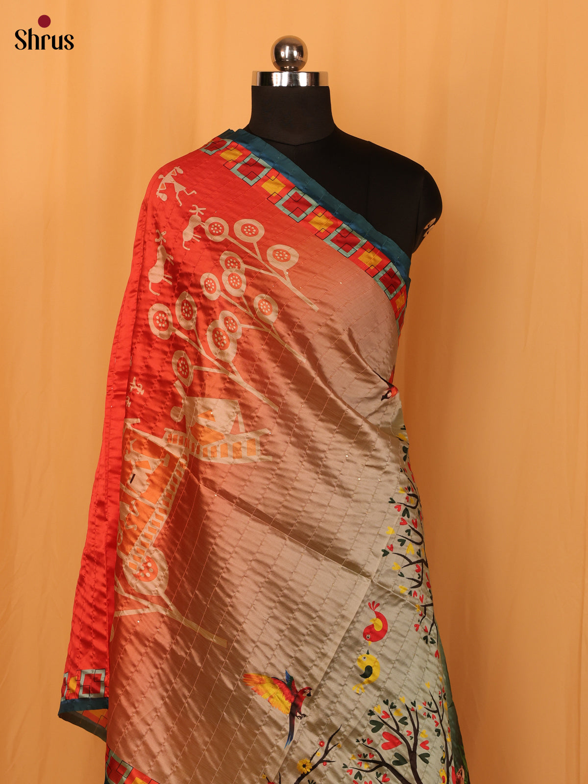 Red Digital Print Semi Silk Dupatta - MCL28108 - Shop on Shrus.com
