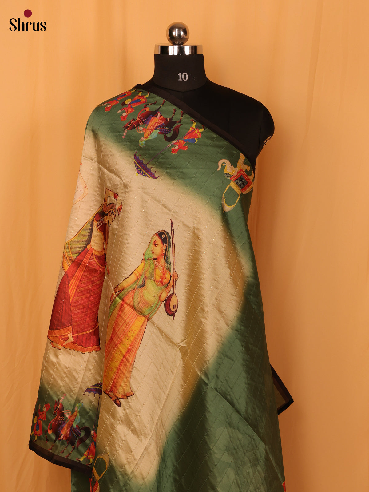 Multi Colour Mughal Print Semi Silk Dupatta - MCL28112 - Shop on Shrus.com