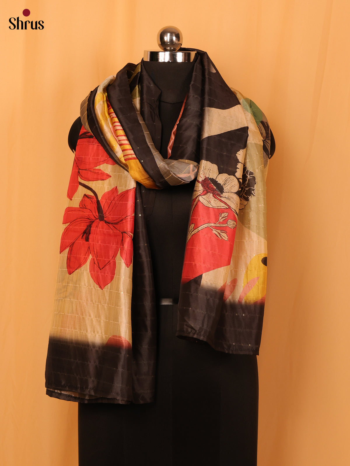 Multi colour Digital Print Semi Silk Dupatta - MCL28114 - Shop on Shrus.com