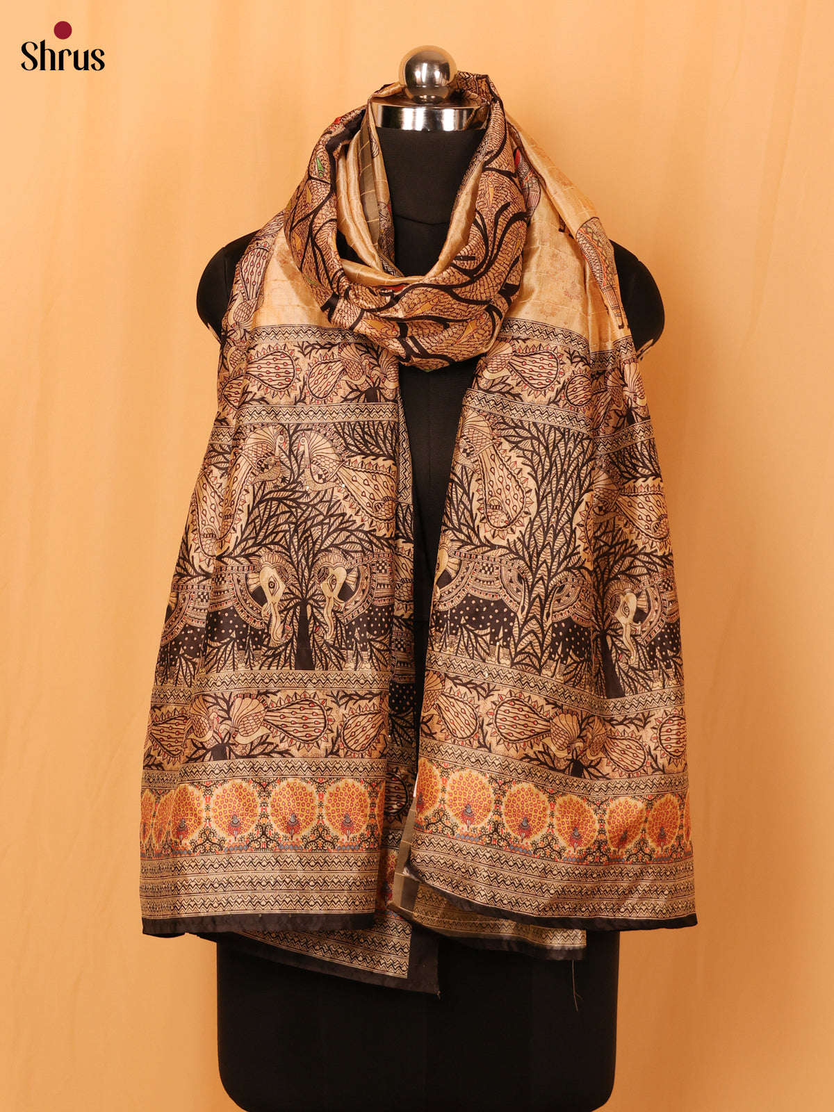 Cream Digital Print Semi Silk Dupatta - MCL28119 - Shop on Shrus.com