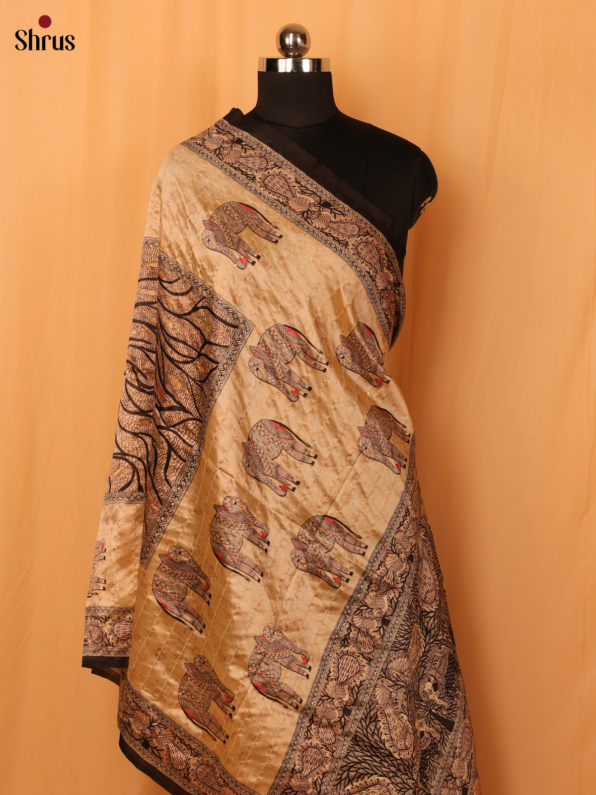 Cream Digital Print Semi Silk Dupatta - MCL28119 - Shop on Shrus.com
