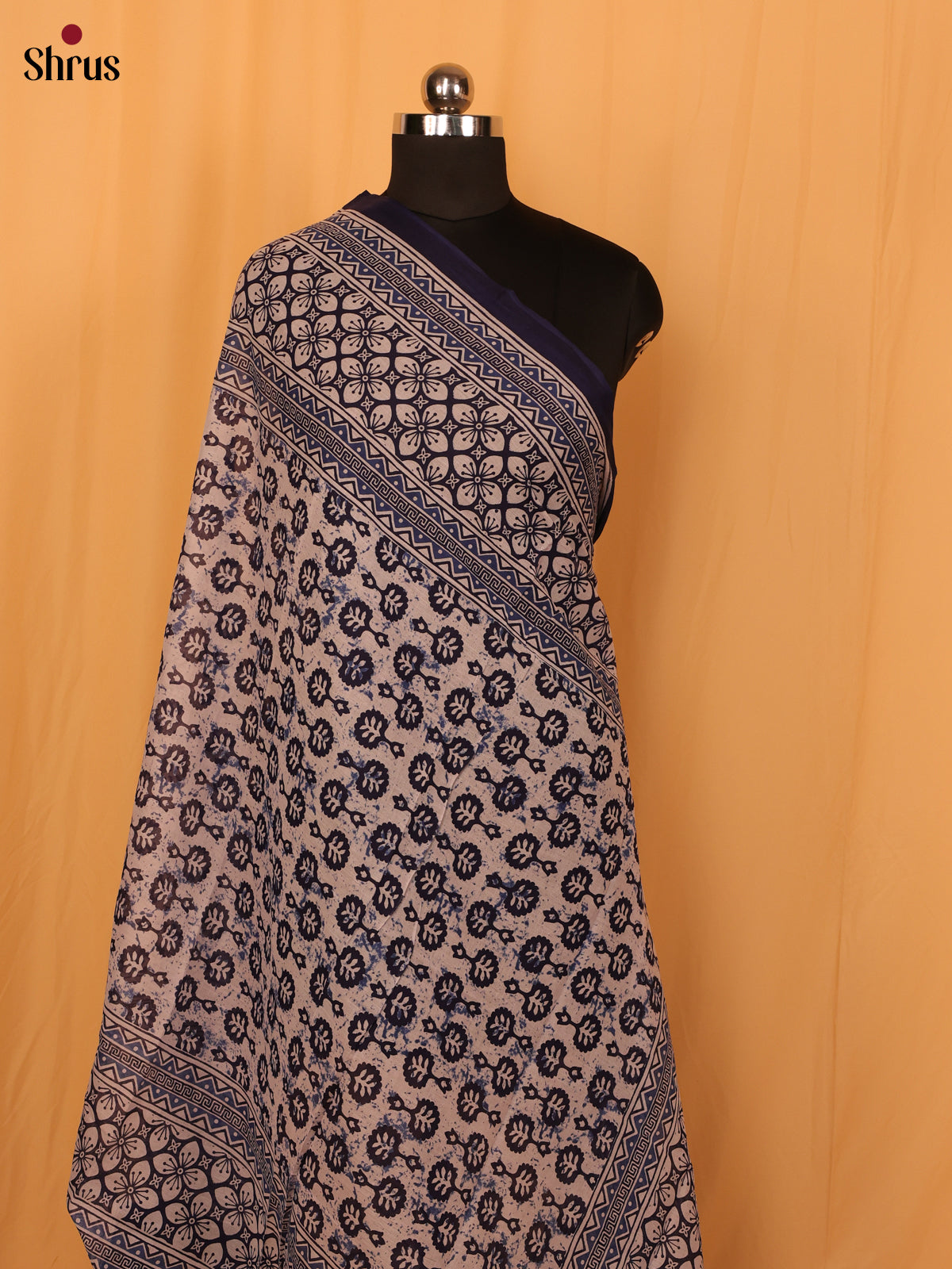 Blue Jaipuri Print Cotton Dupatta - MCL28123 - Shop on Shrus.com