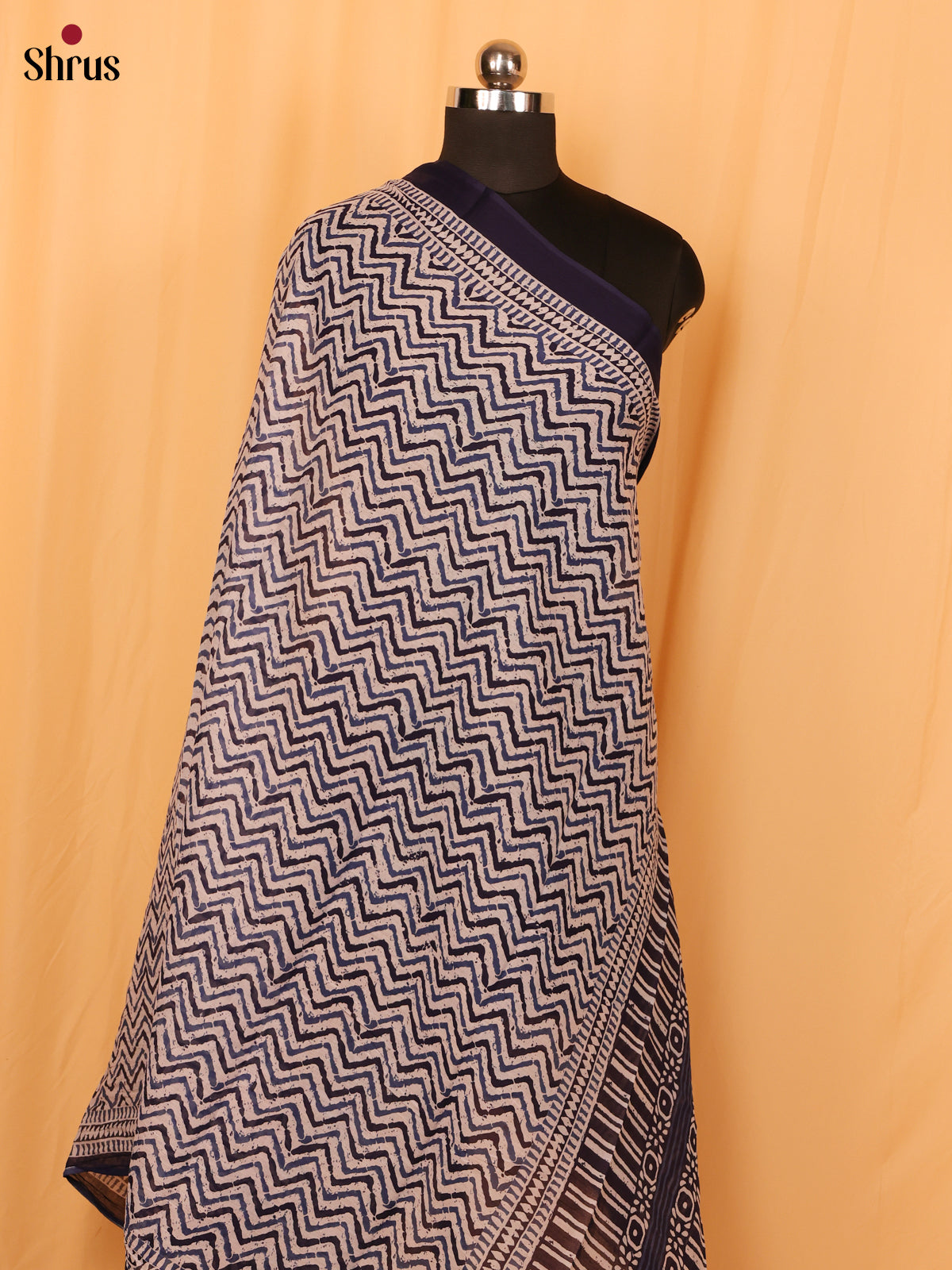 Blue Jaipuri Print Cotton Dupatta - MCL28128 - Shop on Shrus.com