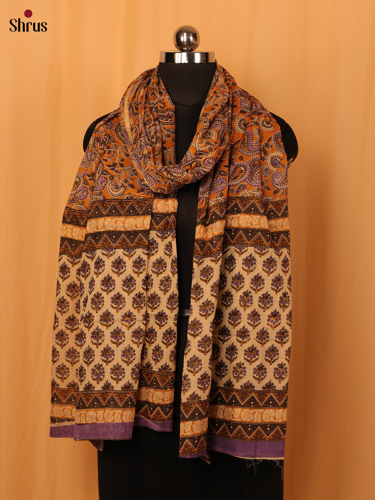 Yellow Kalamkari Cotton Dupatta - MCL28141 - Shop on Shrus.com