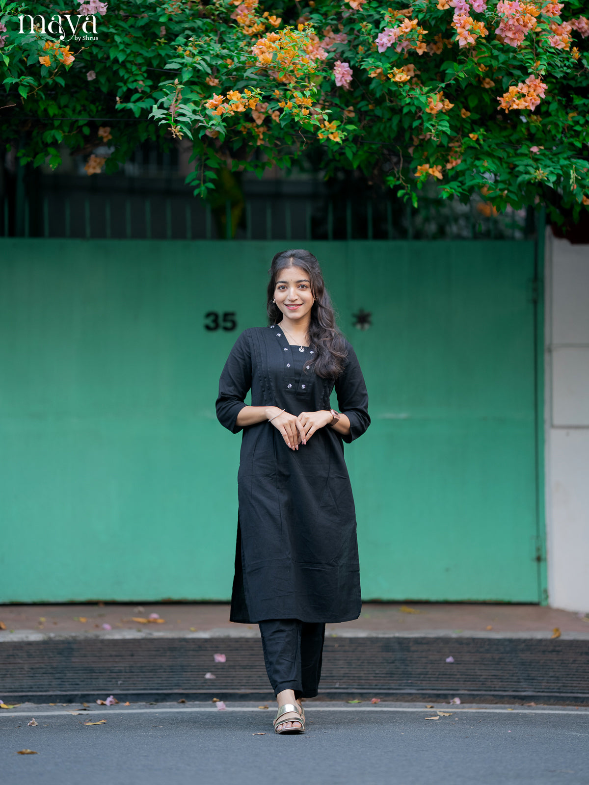 Black Cotton 2Pc Solid Salwar Suit - Top & Bottom - Shop on Shrus.com