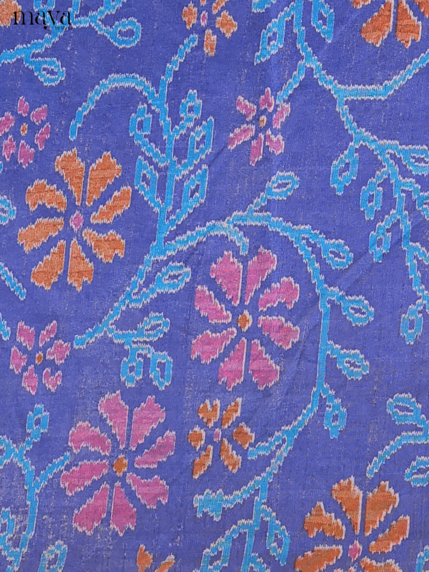 Royal Blue & Violet Semi Patola Unstitched Top, Bottom & Dupatta - MDB04002 - Shop on Shrus.com