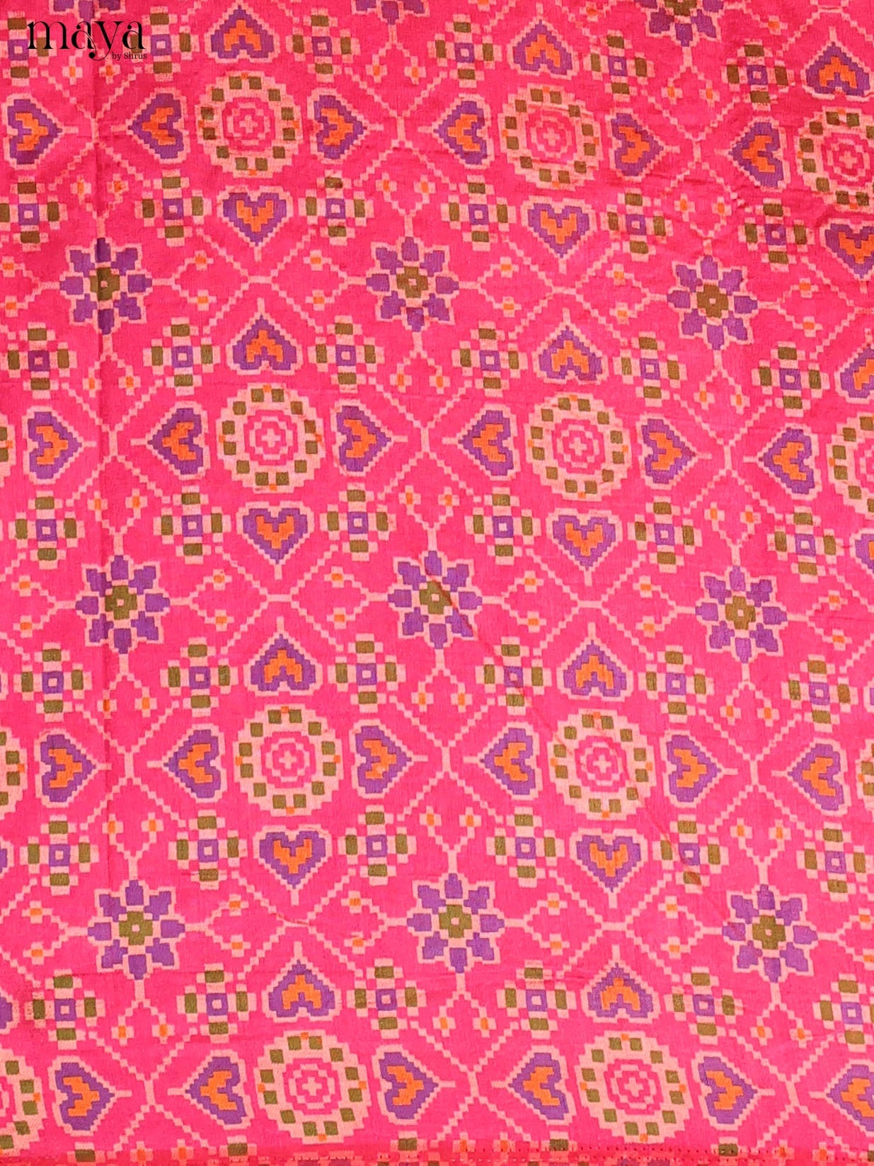 Pink & Violet Semi Patola Unstitched Top, Bottom & Dupatta -MDB04006 - Shop on Shrus.com
