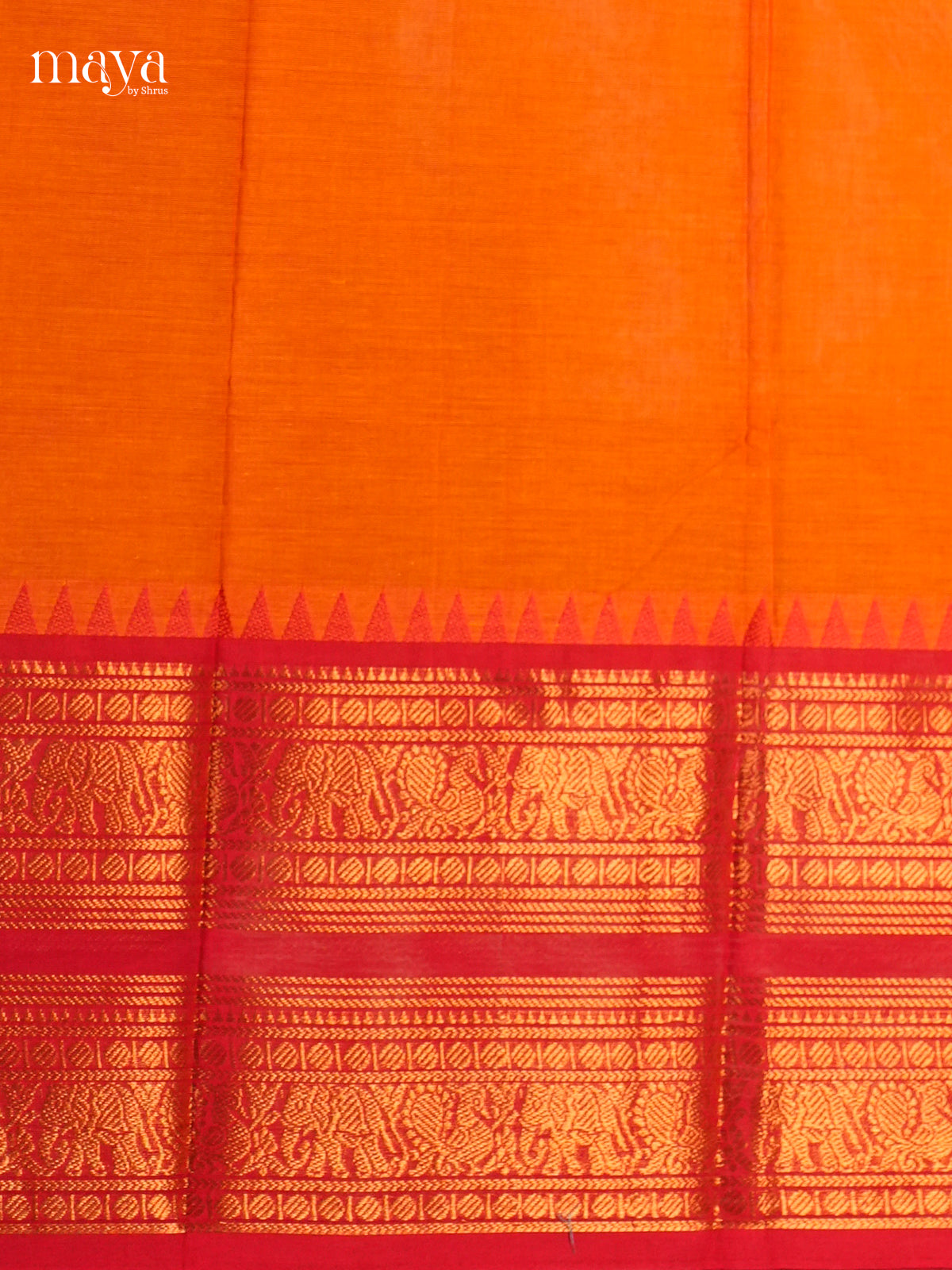 Orange & Red Chettinad Cotton Unstitched Top & Dupatta- MDB20002