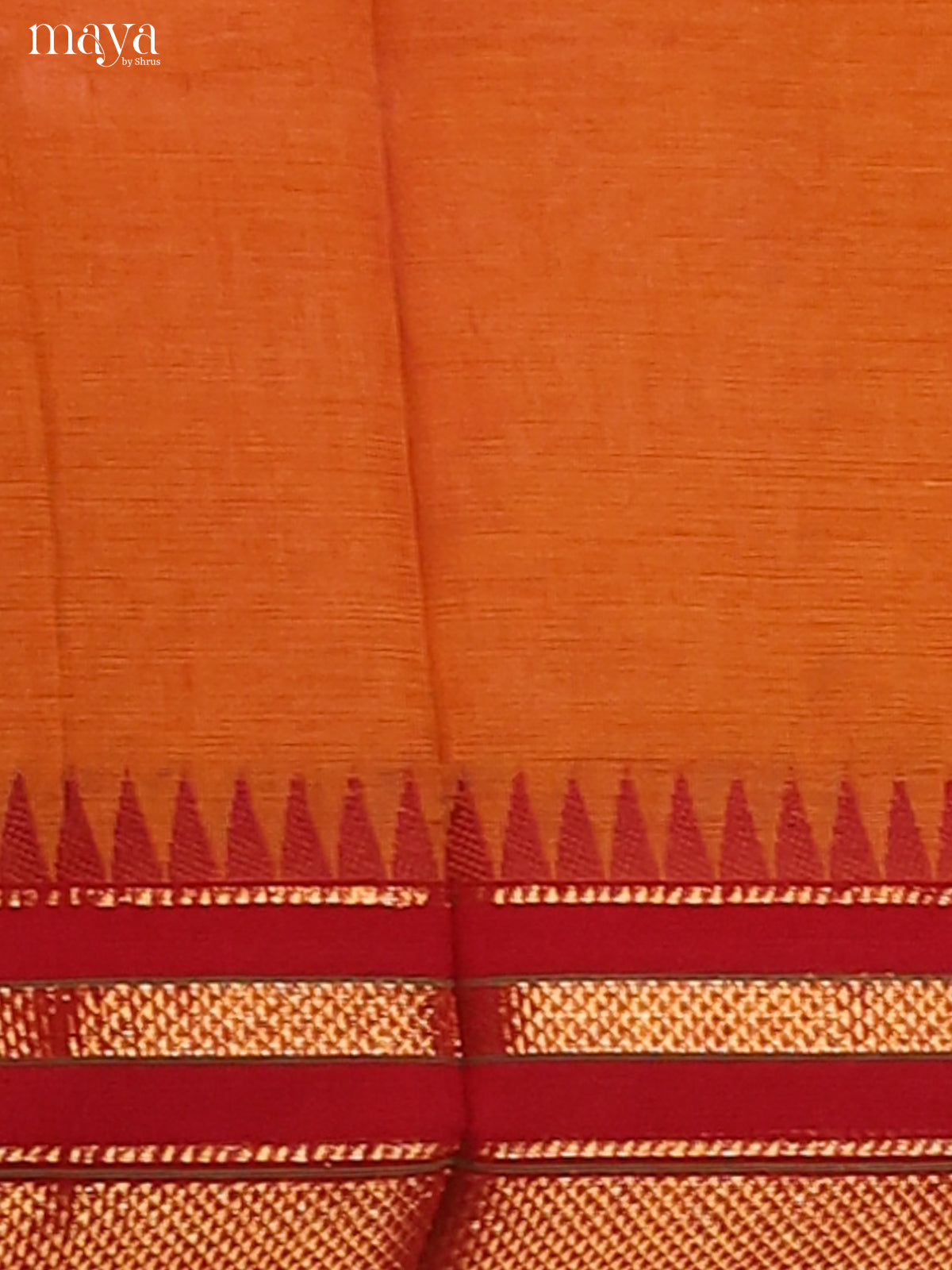 Bright Mustard Chettinad cotton Dupatta with Red zari border